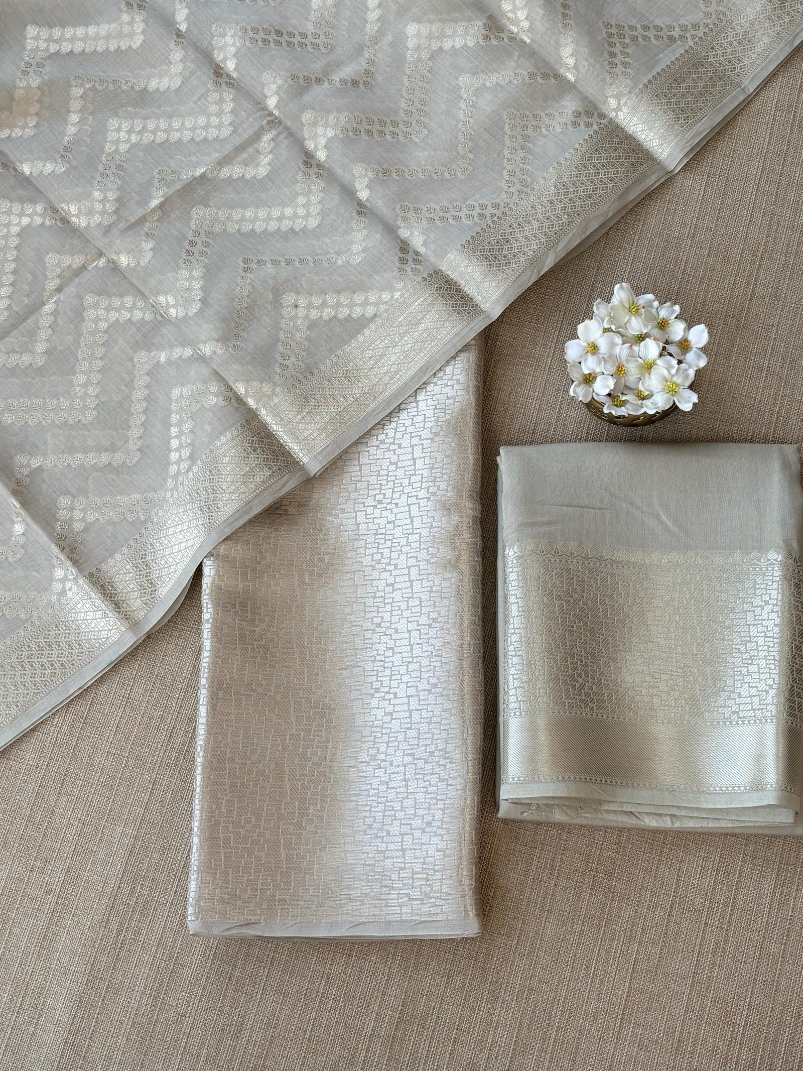 Earthy Tone Banarasi Mul Silk Brocade 3-pc Sharara Suit set : SS62J13