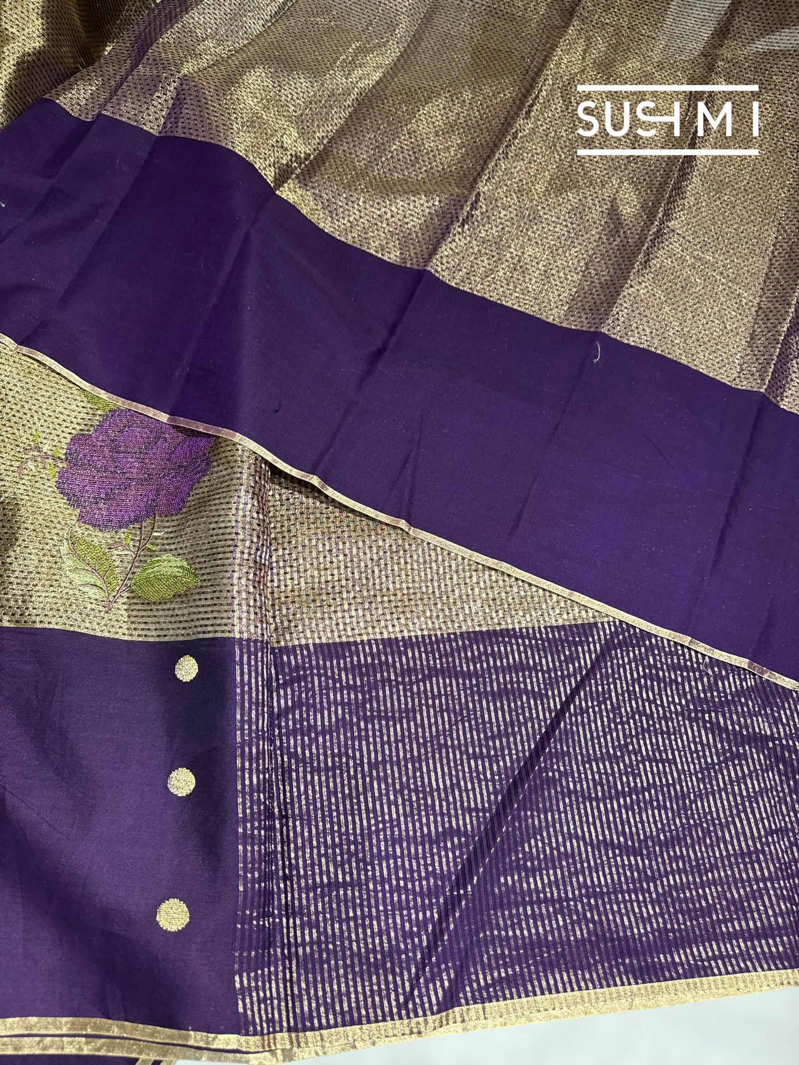 Kora tissue Saree with petite Point embroidery : S62102