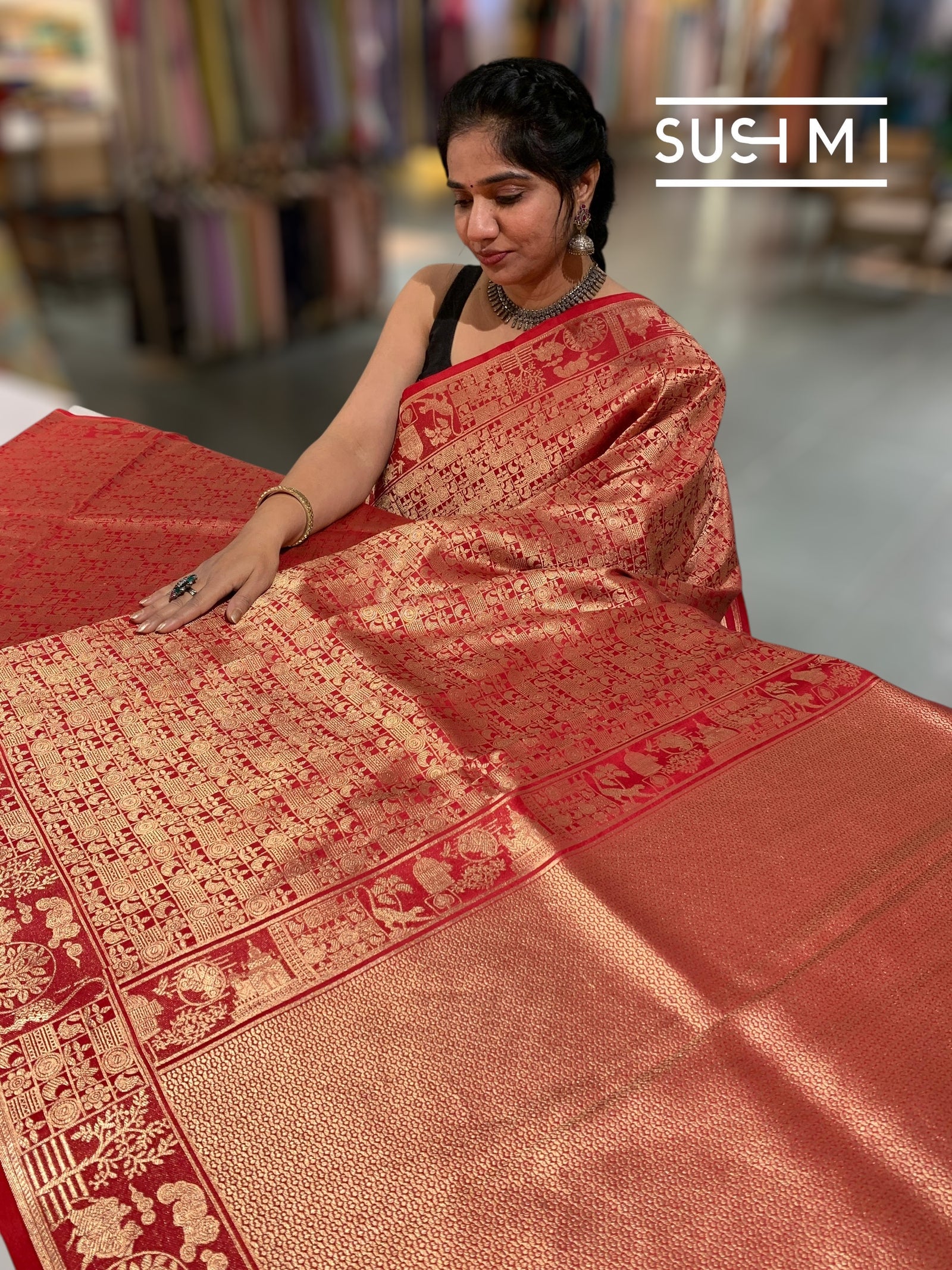 Red Banarasi Brocade Katan silk Saree : D62127