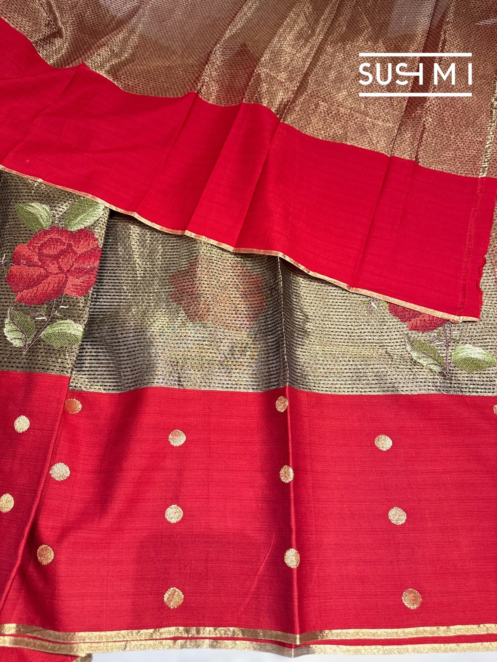Kora tissue Saree with petite Point embroidery : S62104