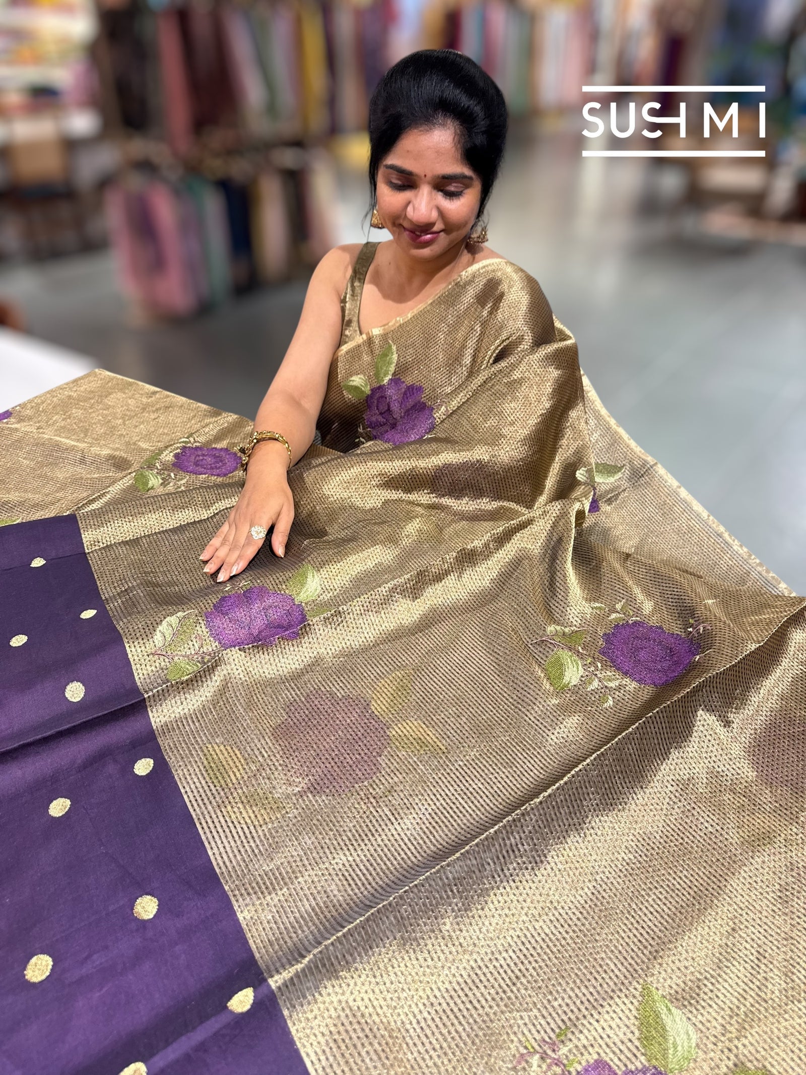 Kora tissue Saree with petite Point embroidery : S62102