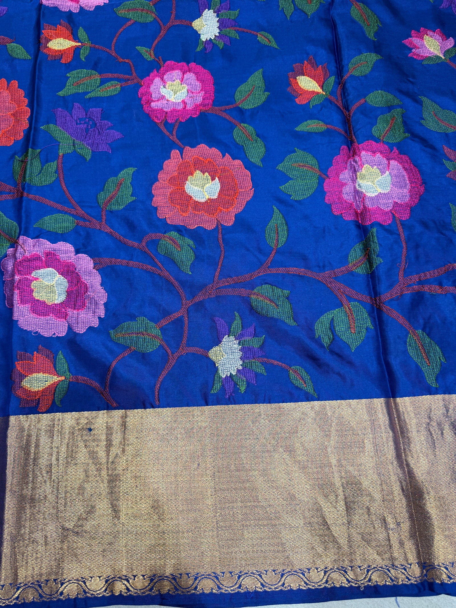 Royal Blue Kanchi Soft Silk Saree with embroidery : S62F176