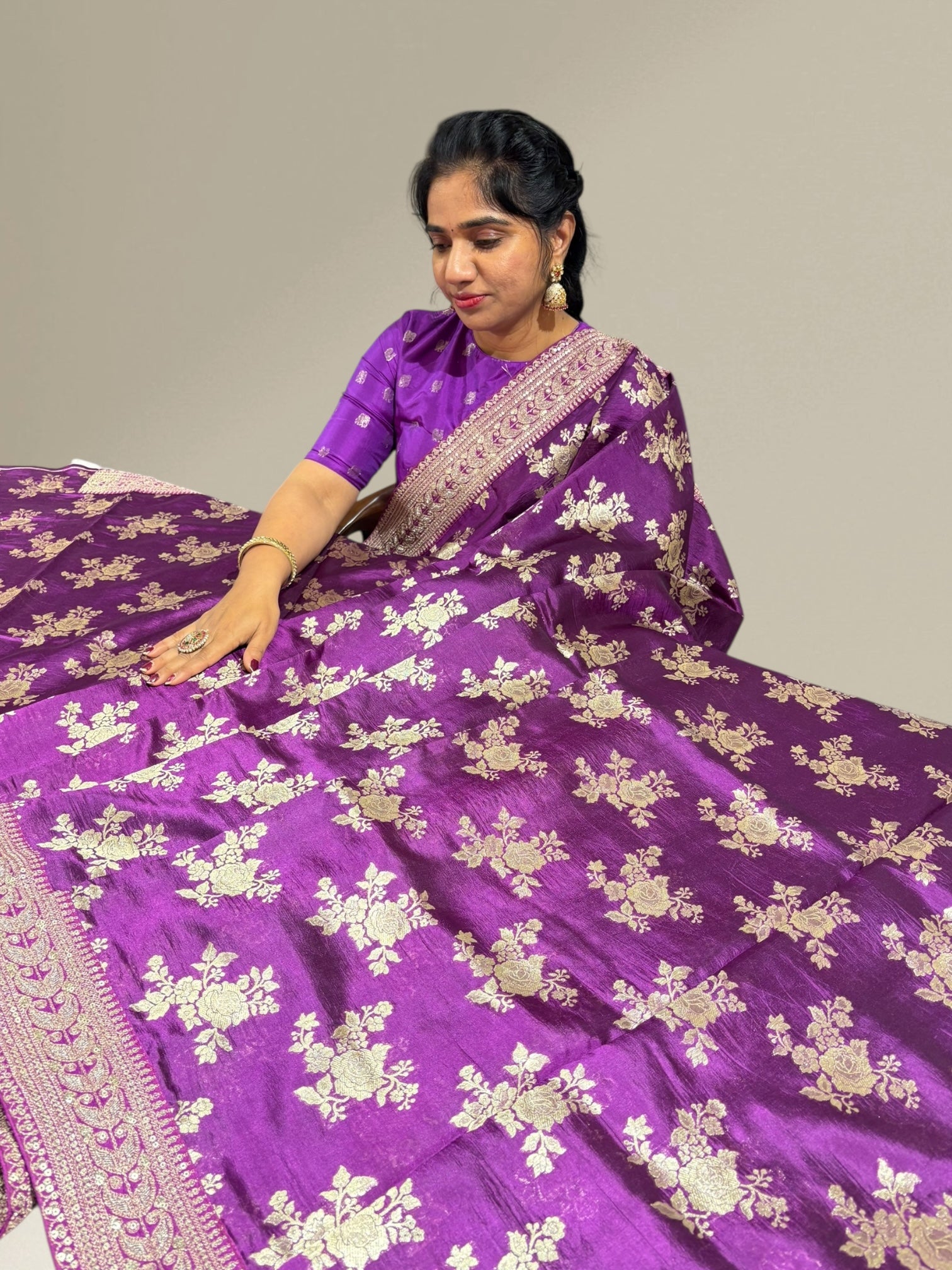 Purple Designer Banarasi Silk Saree
