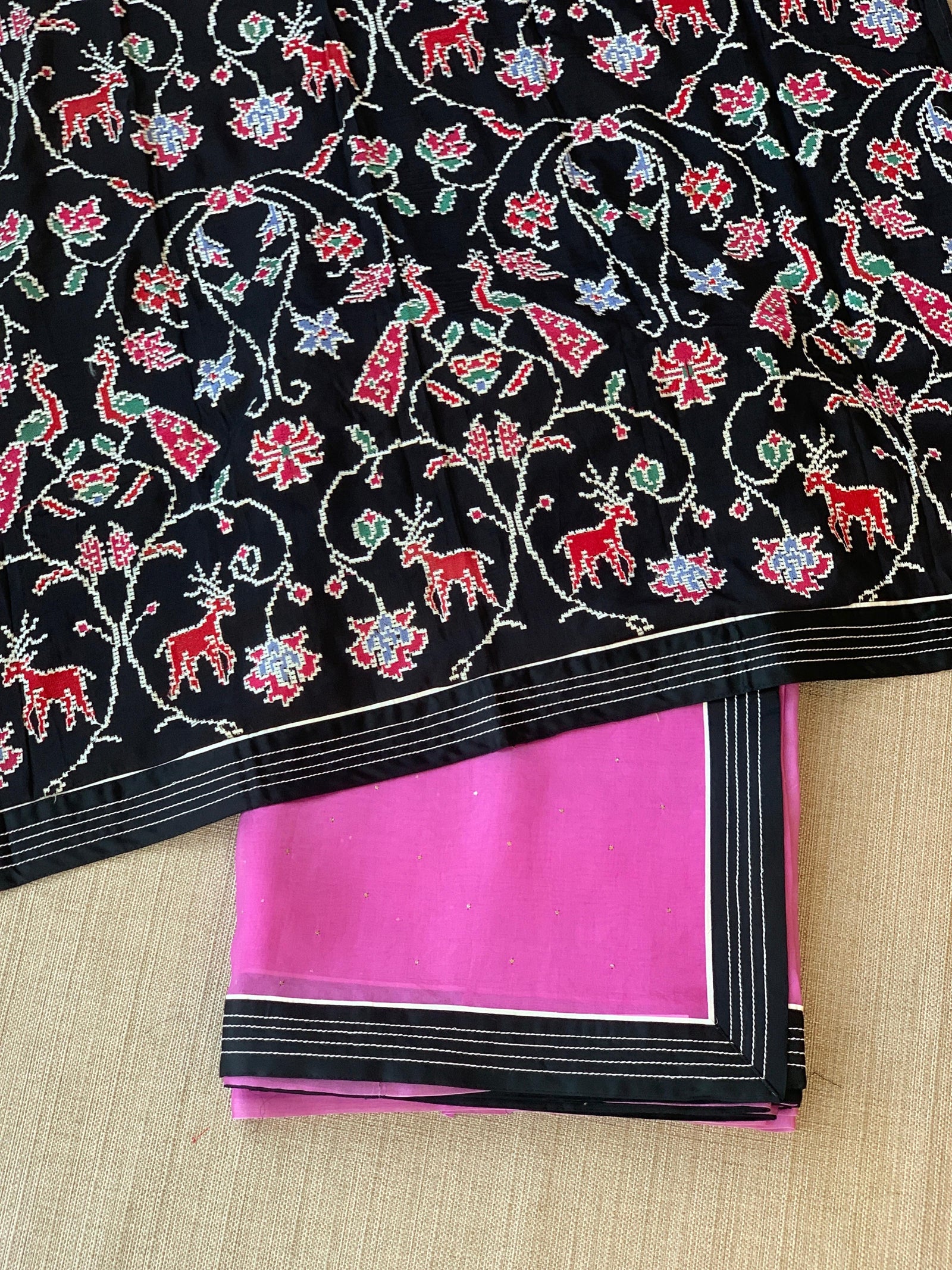 Rose Pink Organza Saree with embroidered blouse