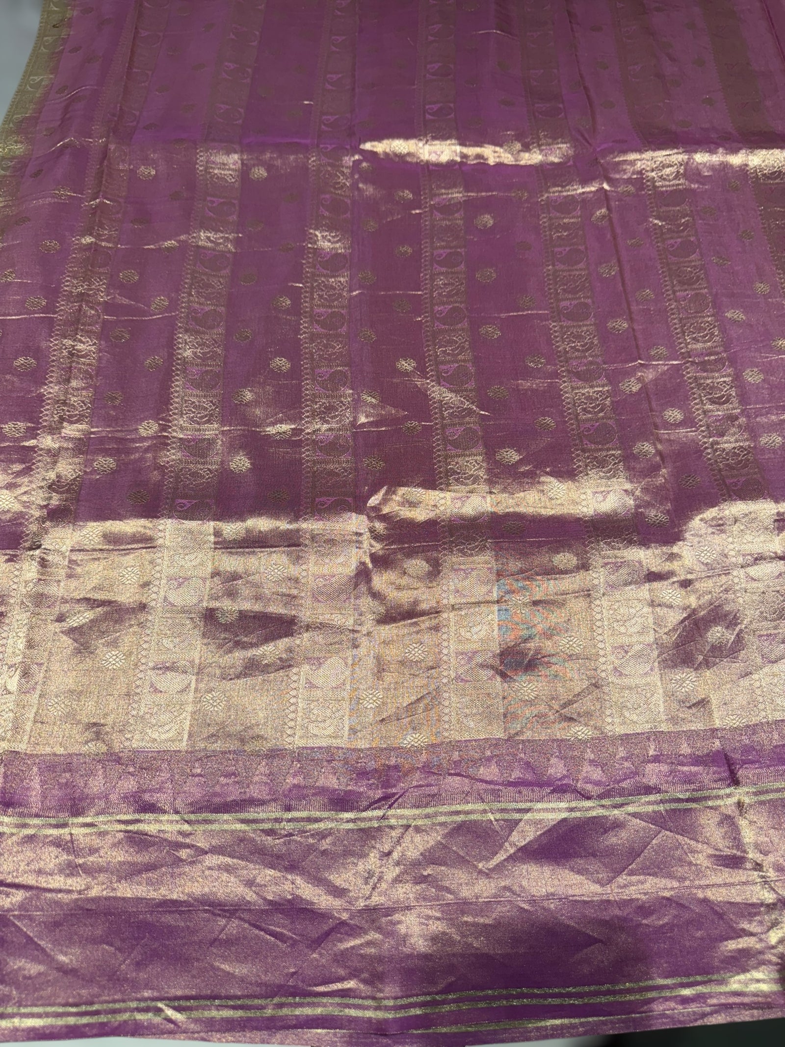 Silverish Grey Kanjeevaram Designer print saree