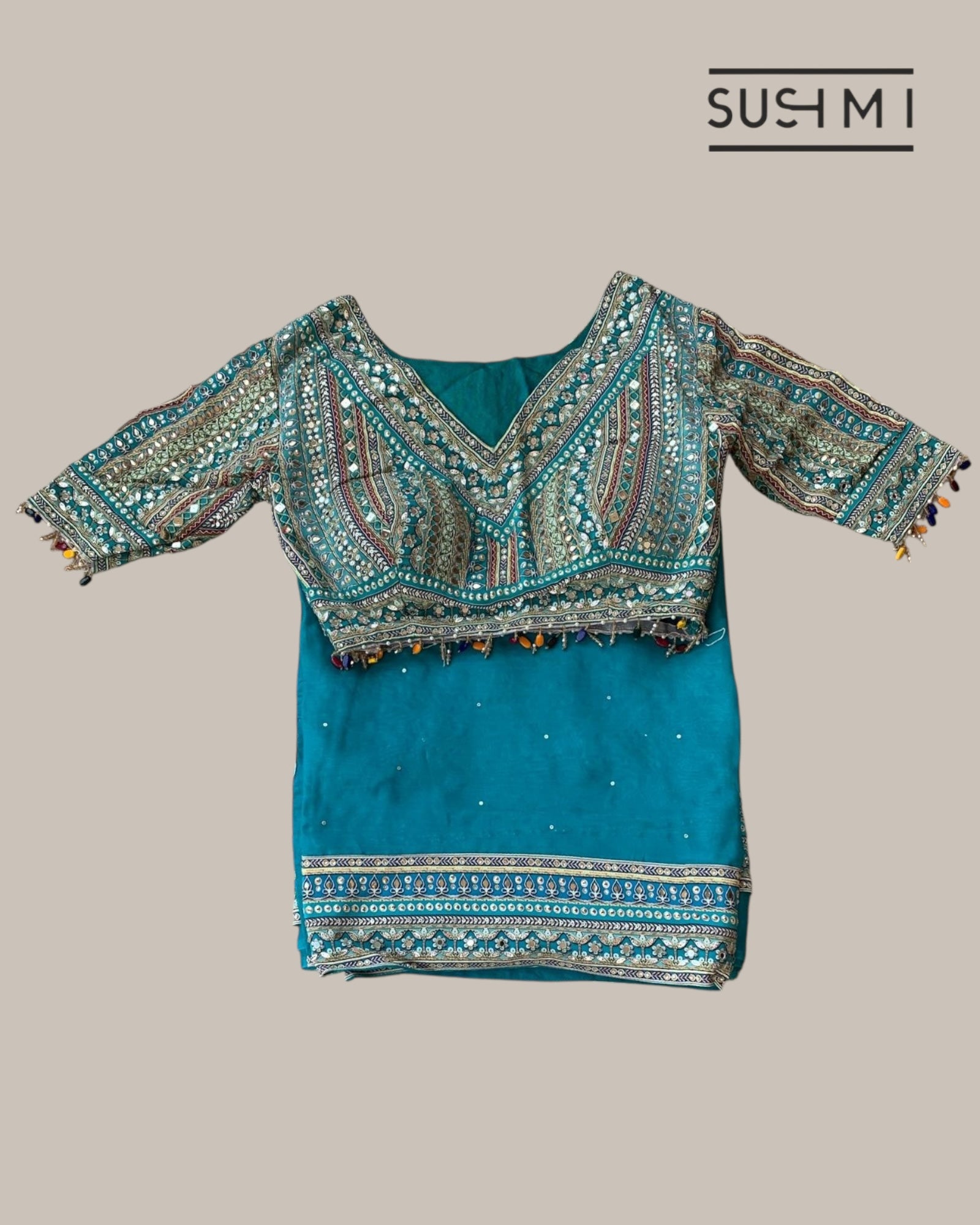 Teal DesignerOrganza saree