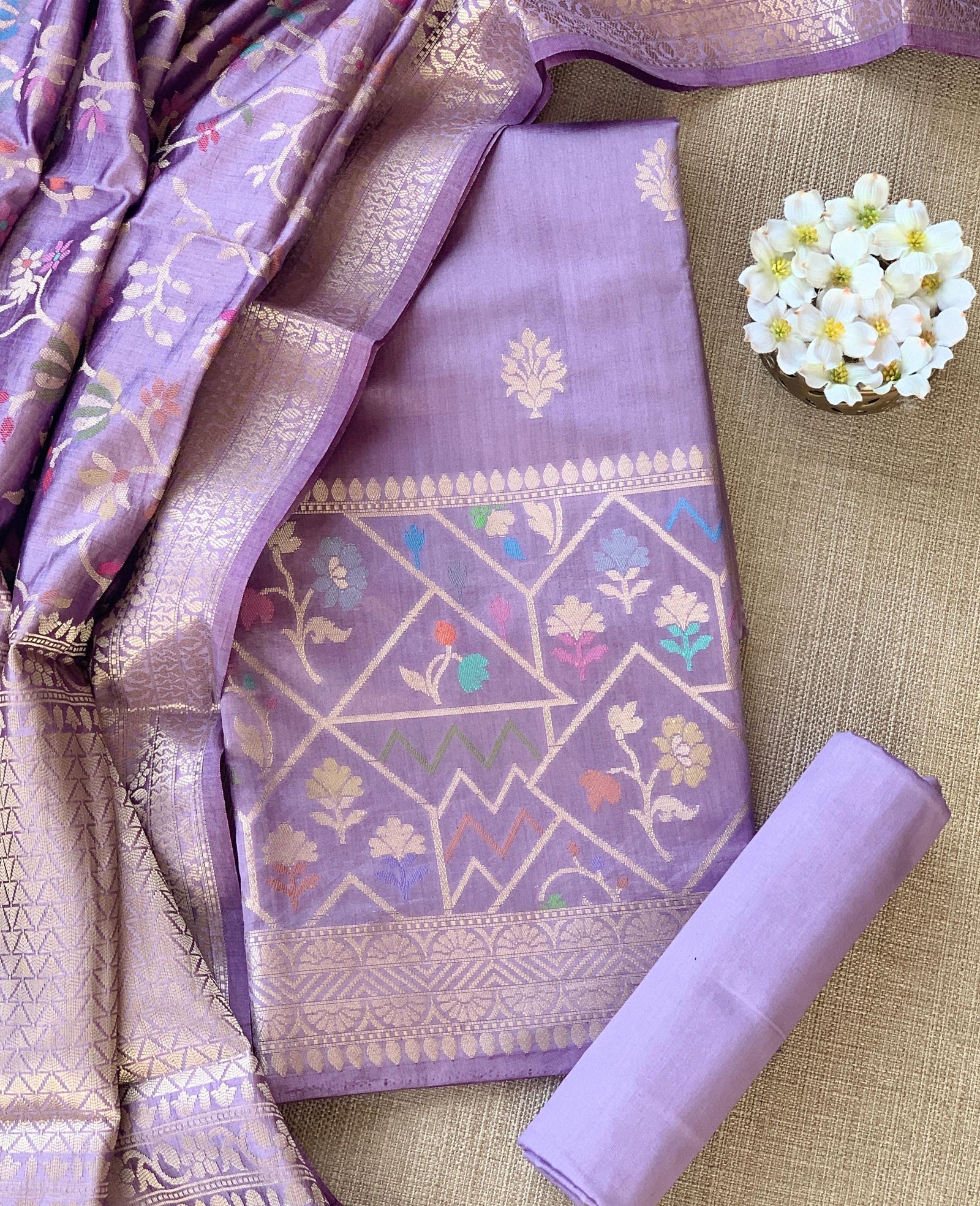 Mauve Banarasi Chiniya Silk 3-pc Suit set : SS62J20
