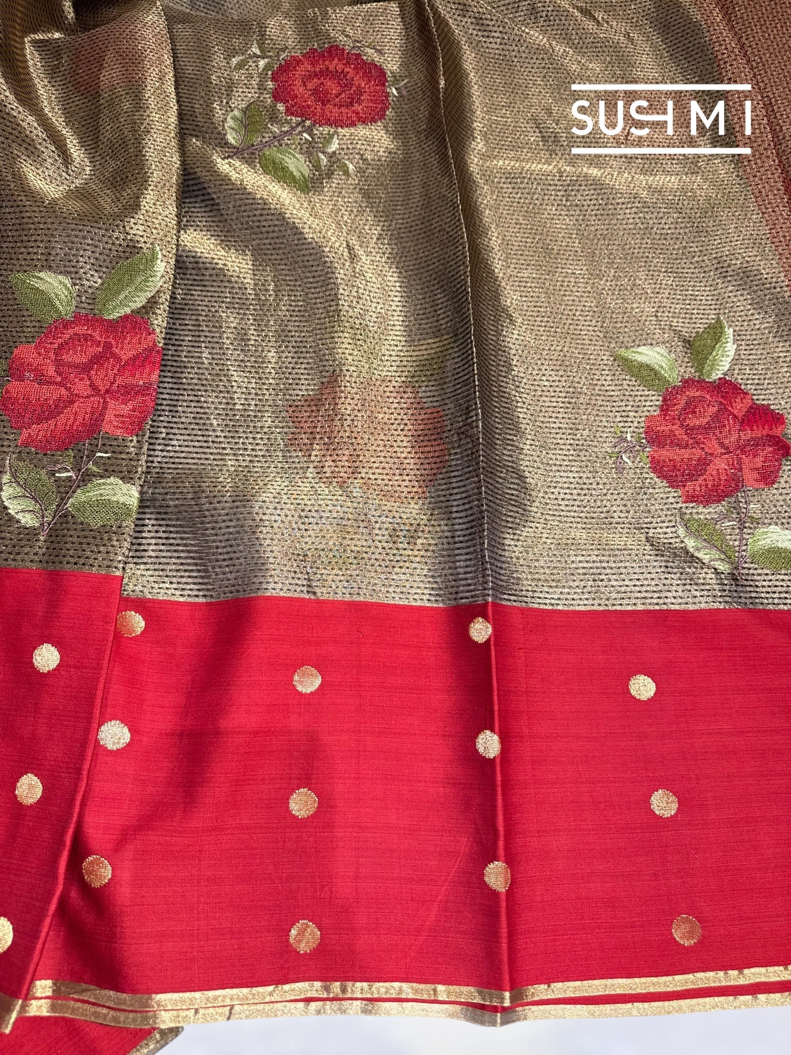 Kora tissue Saree with petite Point embroidery : S62104