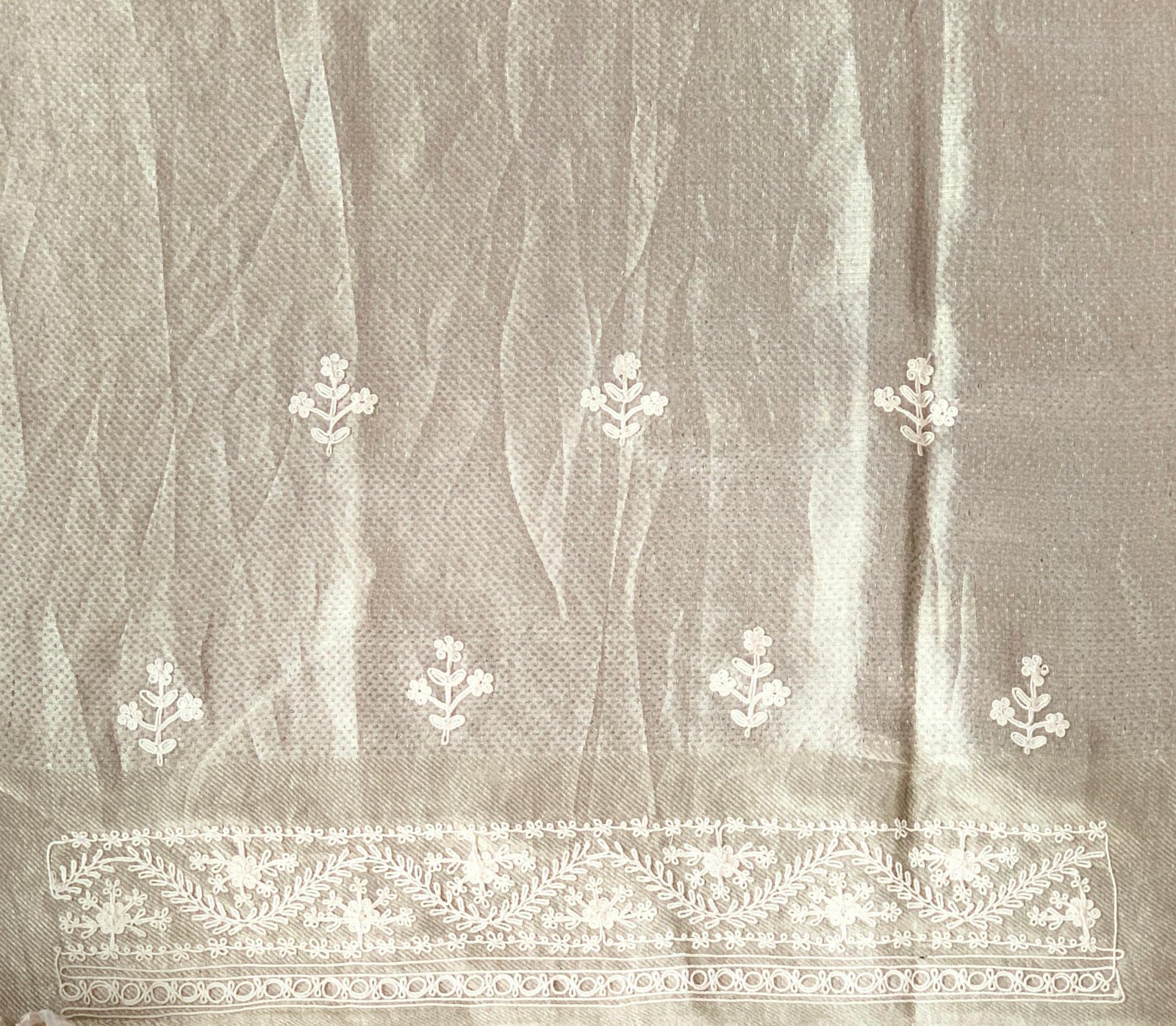 Silver Tissue Brocade Kanjeevaram with embroidery D62F038