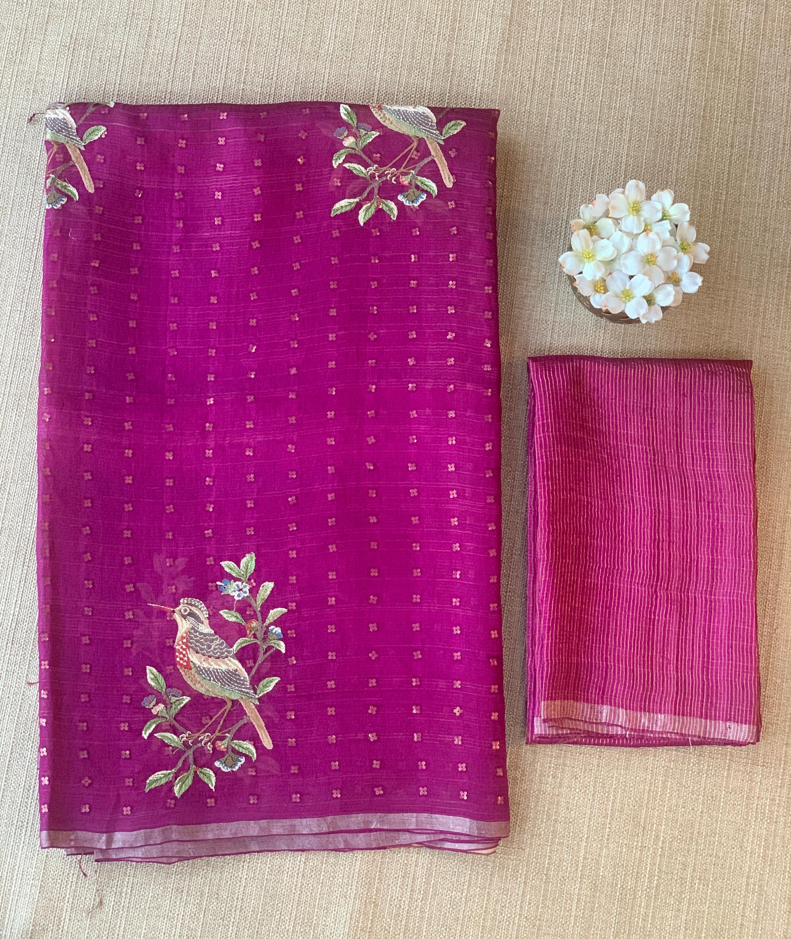 Wine Tussar Kota Saree byloom Saree