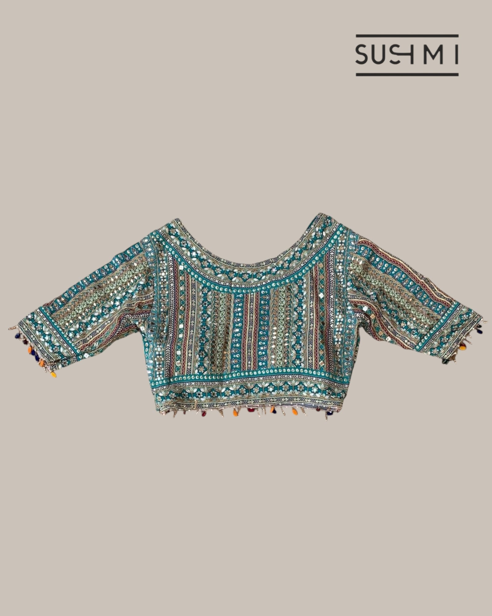 Teal DesignerOrganza saree