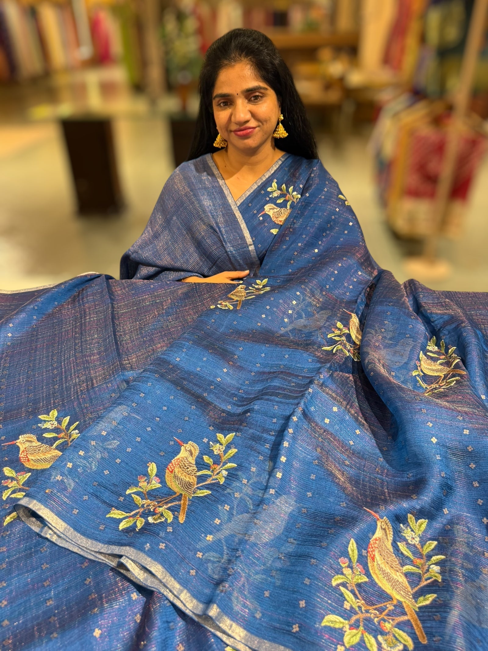 Blue Tussar Kota Saree byloom Saree