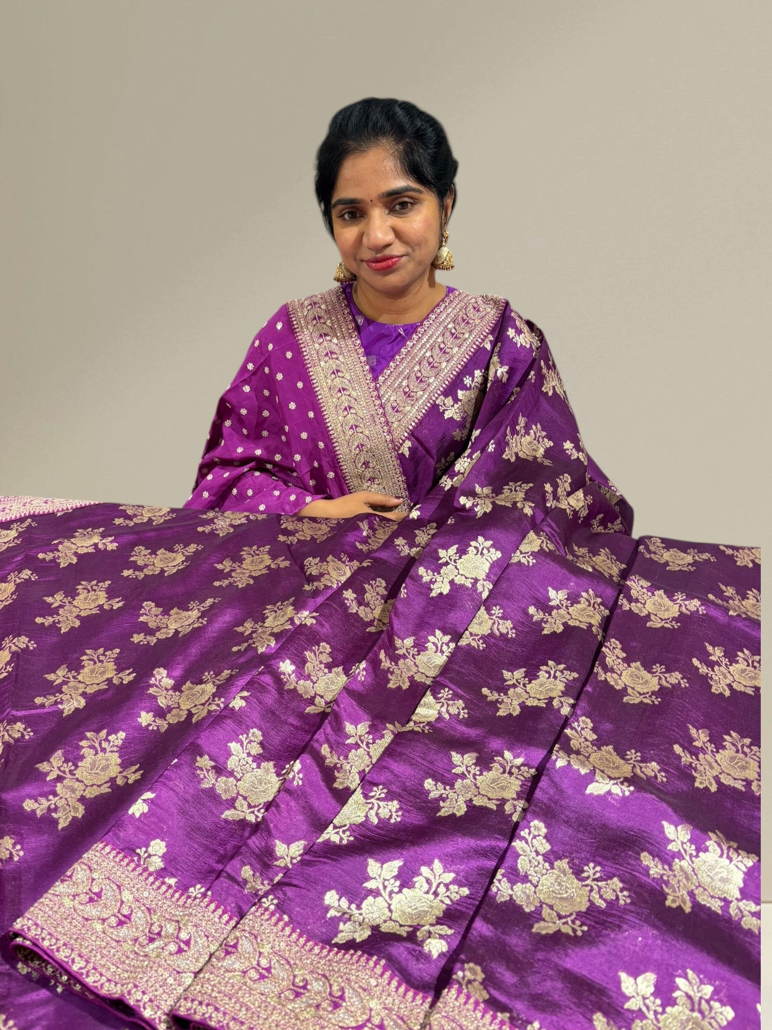 Purple Designer Banarasi Silk Saree