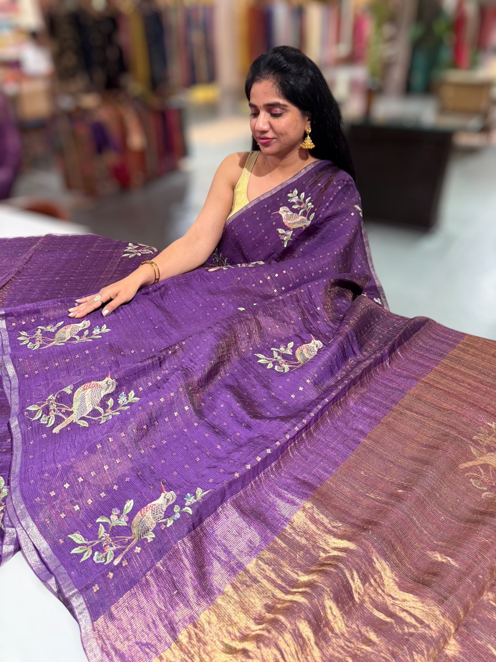 Purple Tussar Kota Saree byloom Saree