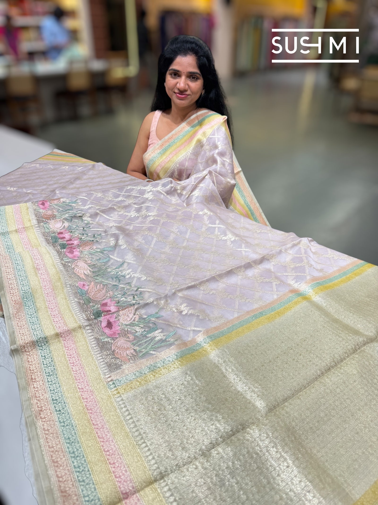 Lilac Designer Kora Banarasi Saree: D62F229