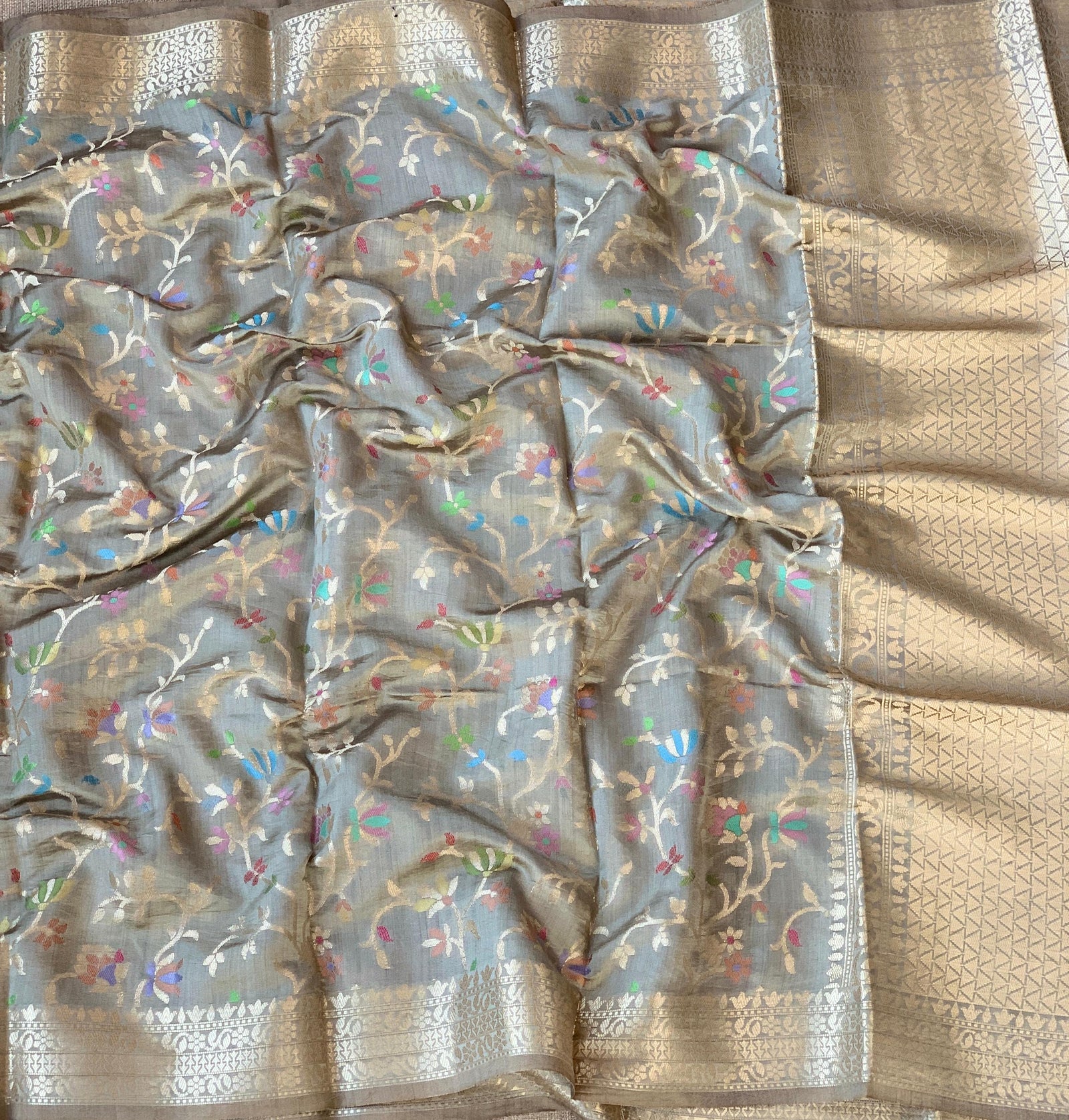 Earthy Tone Banarasi Chiniya Silk 3-pc Suit set : SS62J18