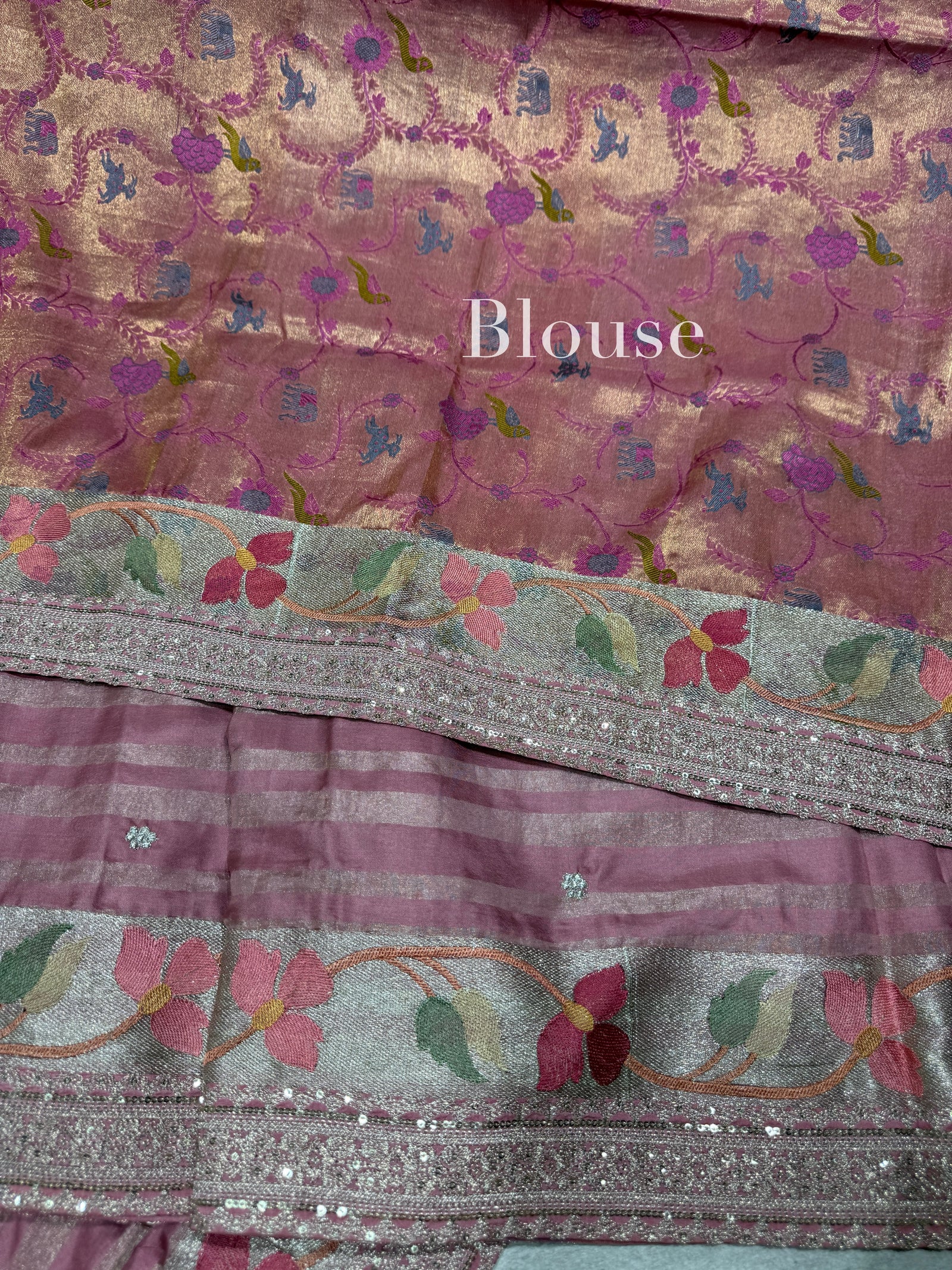 Dusty Pink Soft Silk Saree with paithani embroidery : SM023