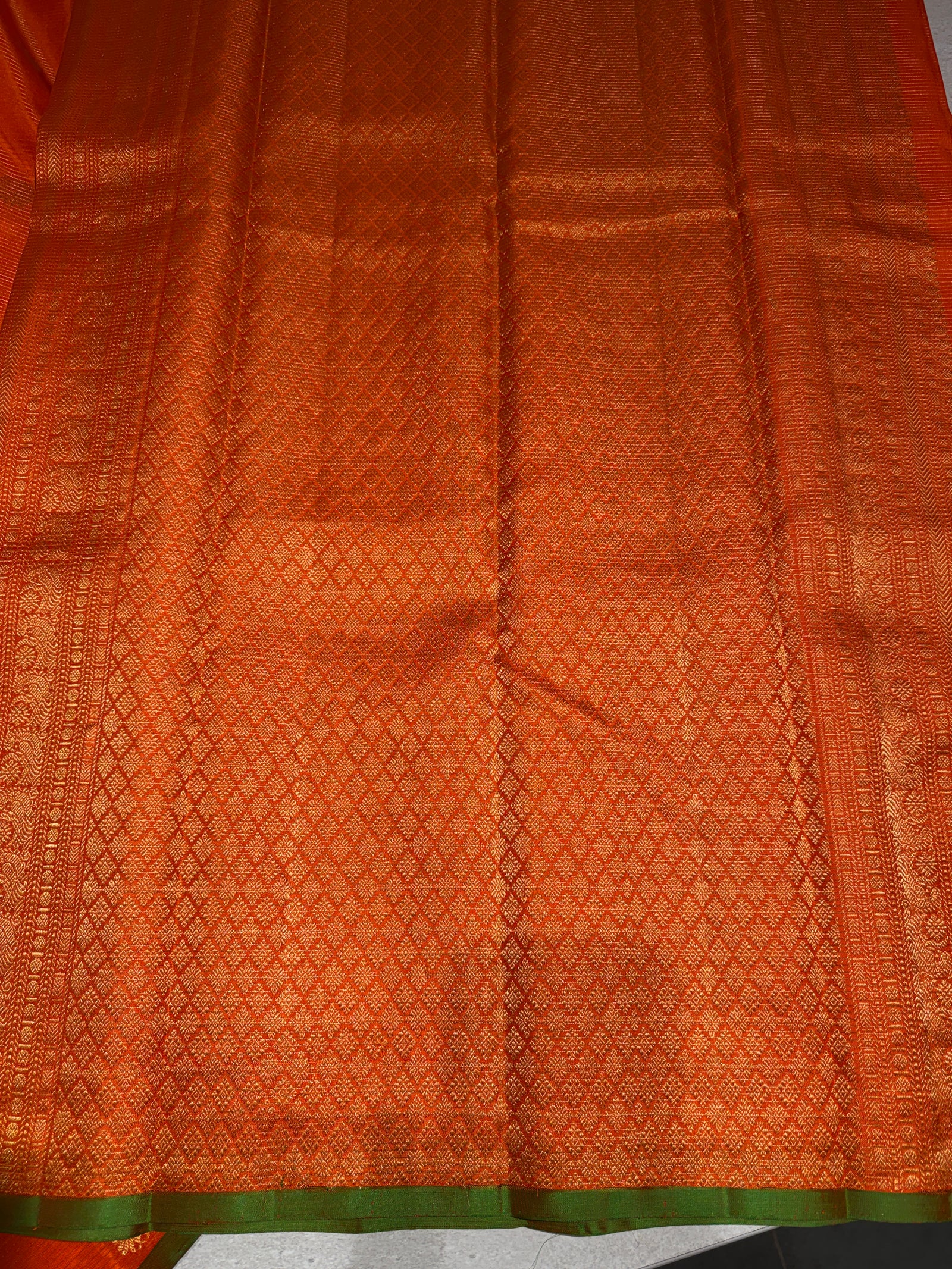 Orange Kanjeevaram Saree with vaira oosi stripes