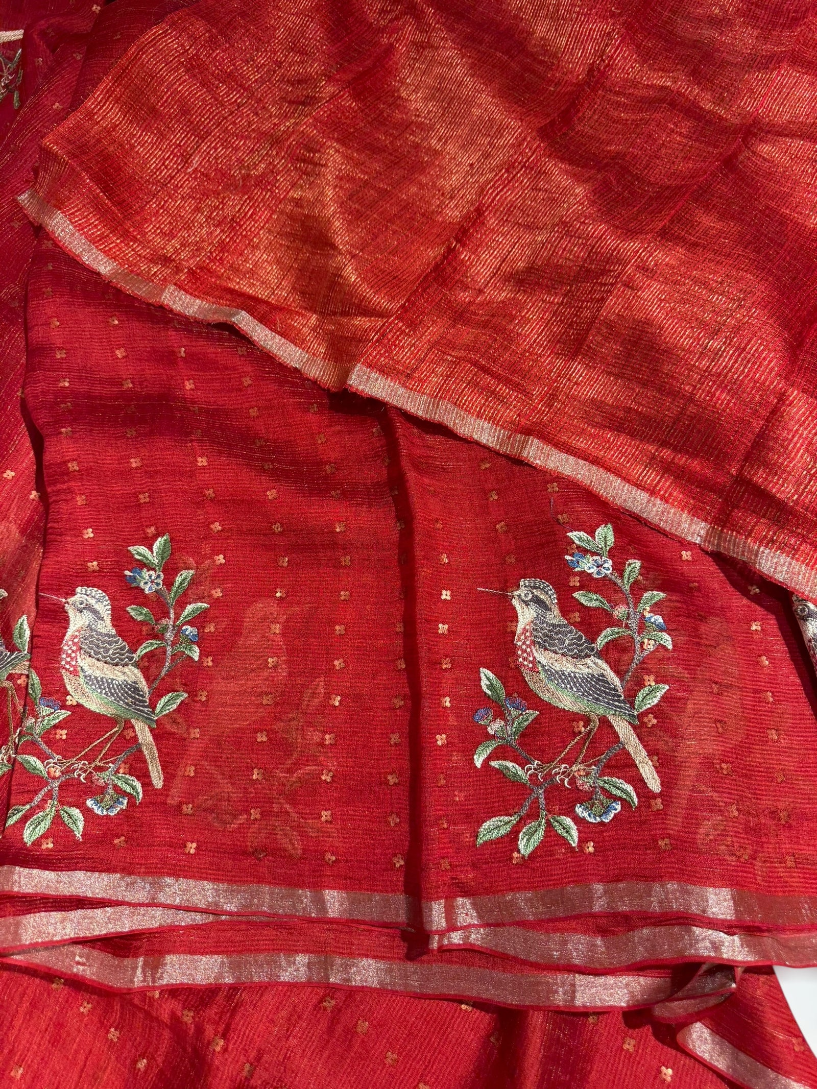 Red Tussar Kota Saree byloom Saree