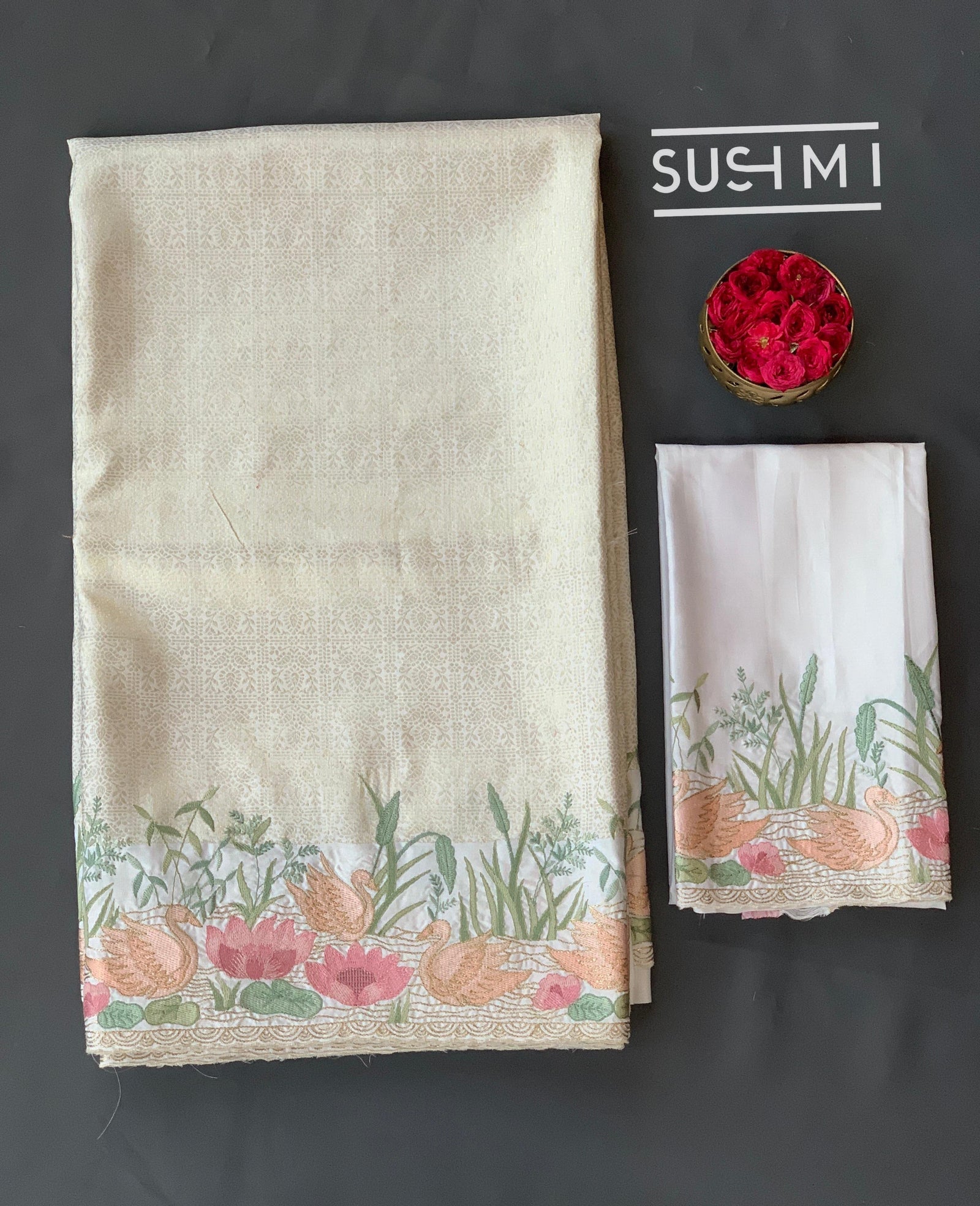 White Brocade Kanjeevaram with embroidery D62F039