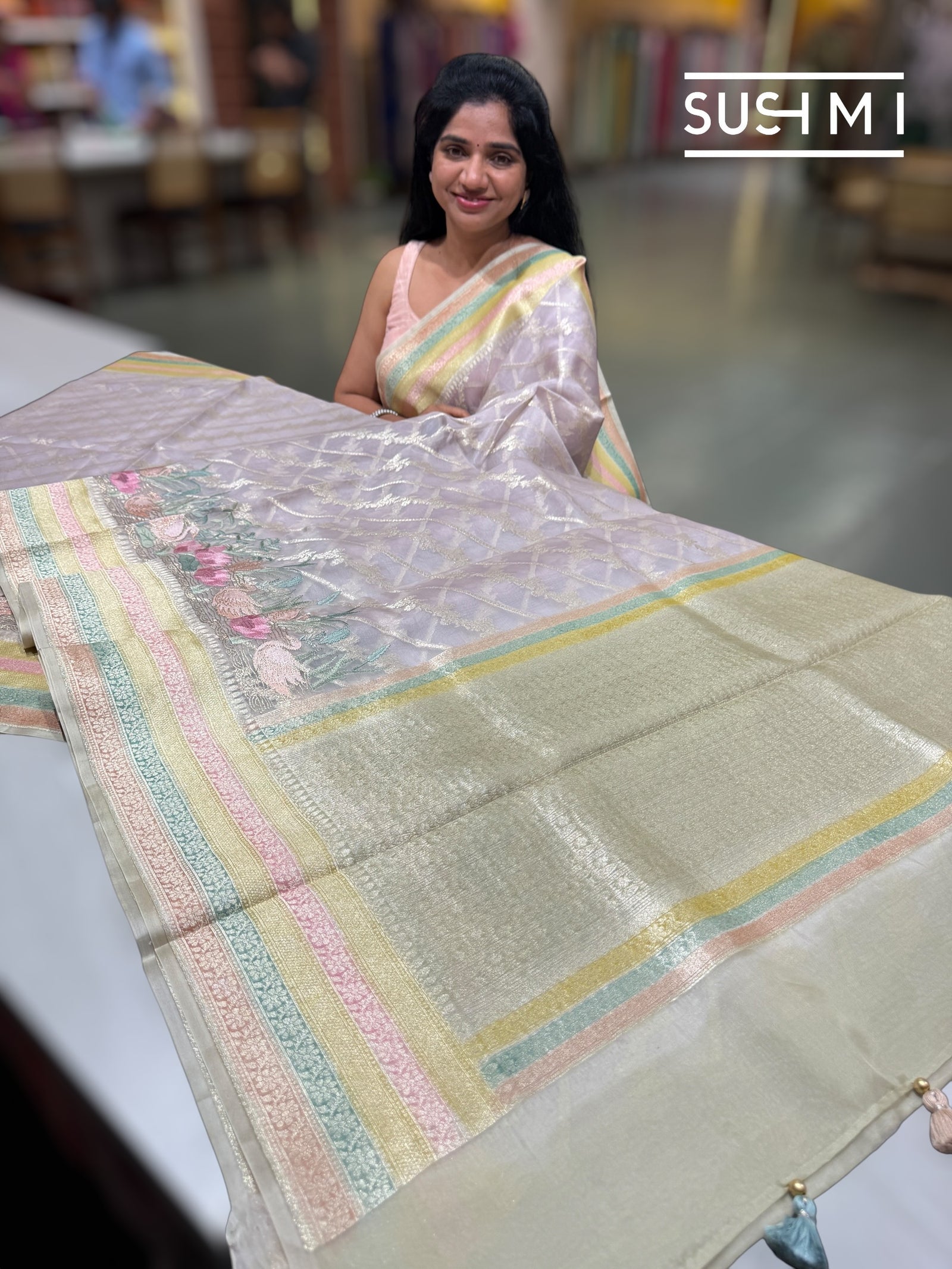 Lilac Designer Kora Banarasi Saree: D62F229