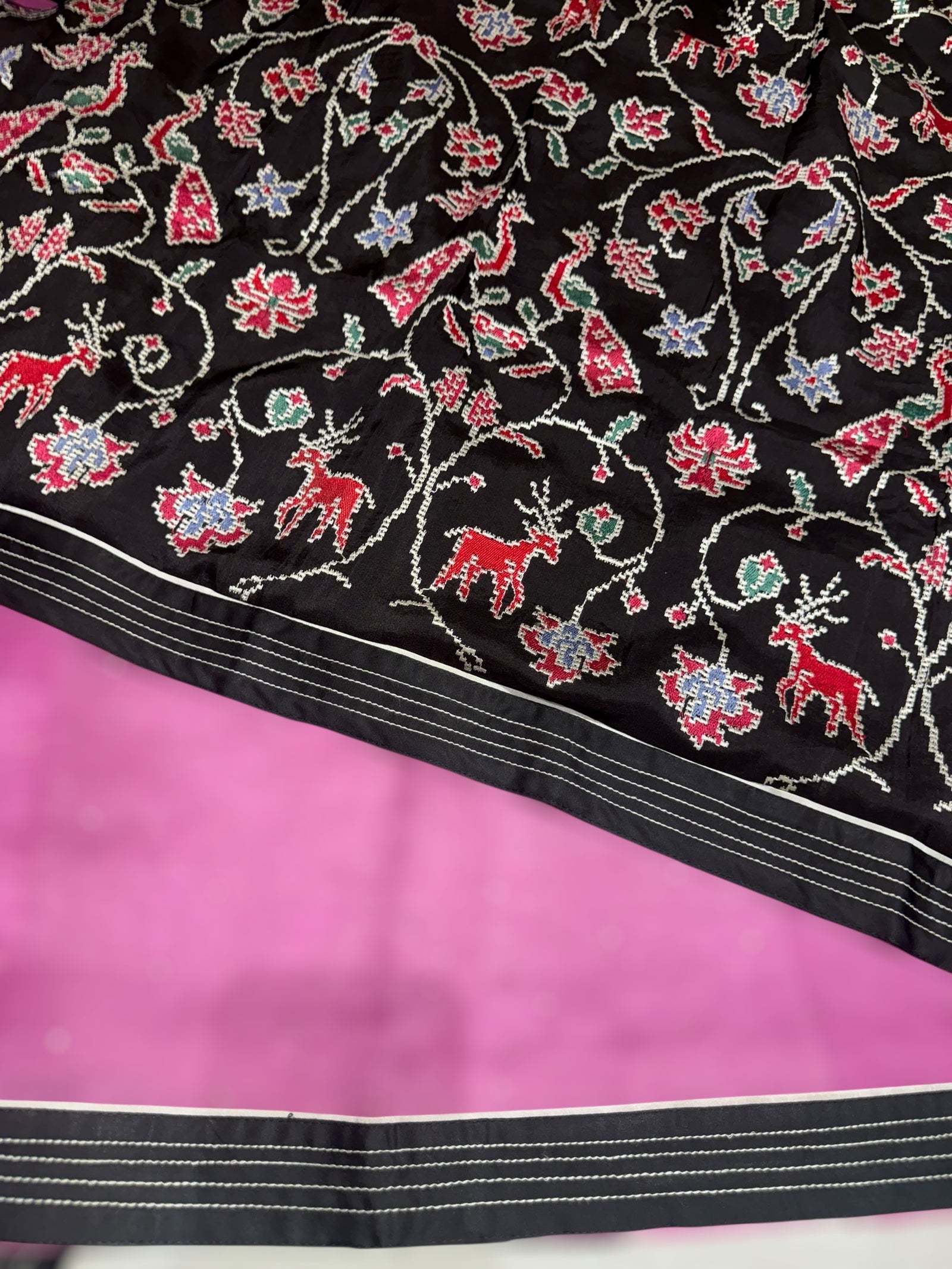 Rose Pink Organza Saree with embroidered blouse