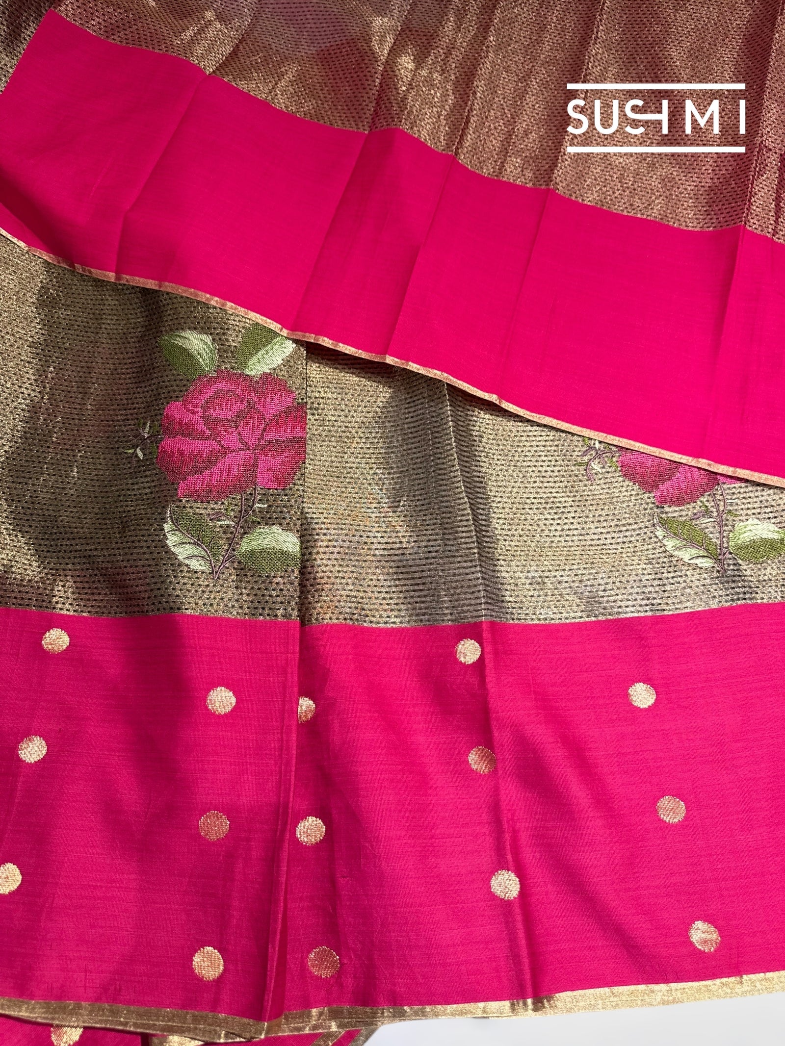 Kora tissue Saree with petite Point embroidery : S62106
