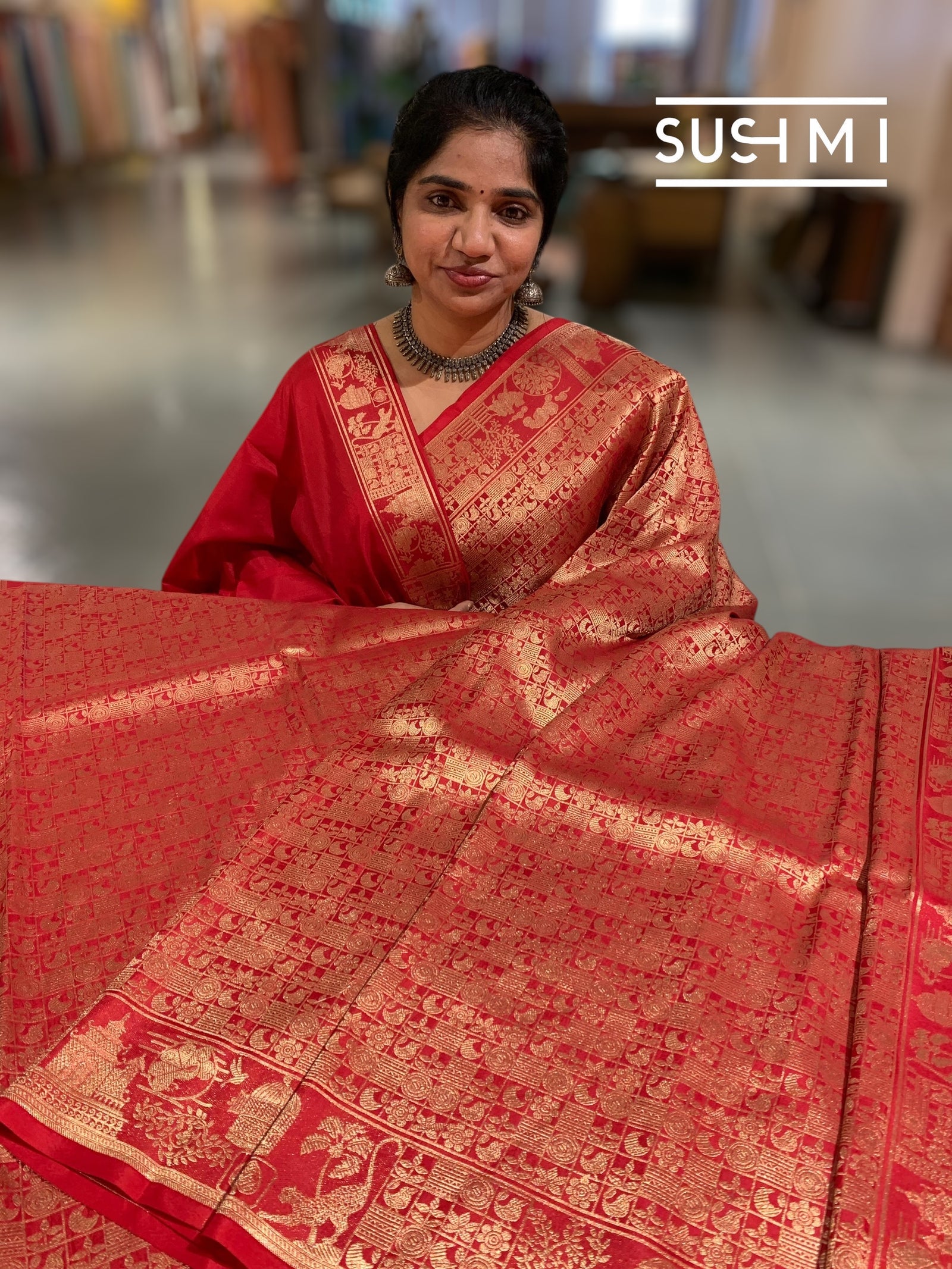 Red Banarasi Brocade Katan silk Saree : D62127