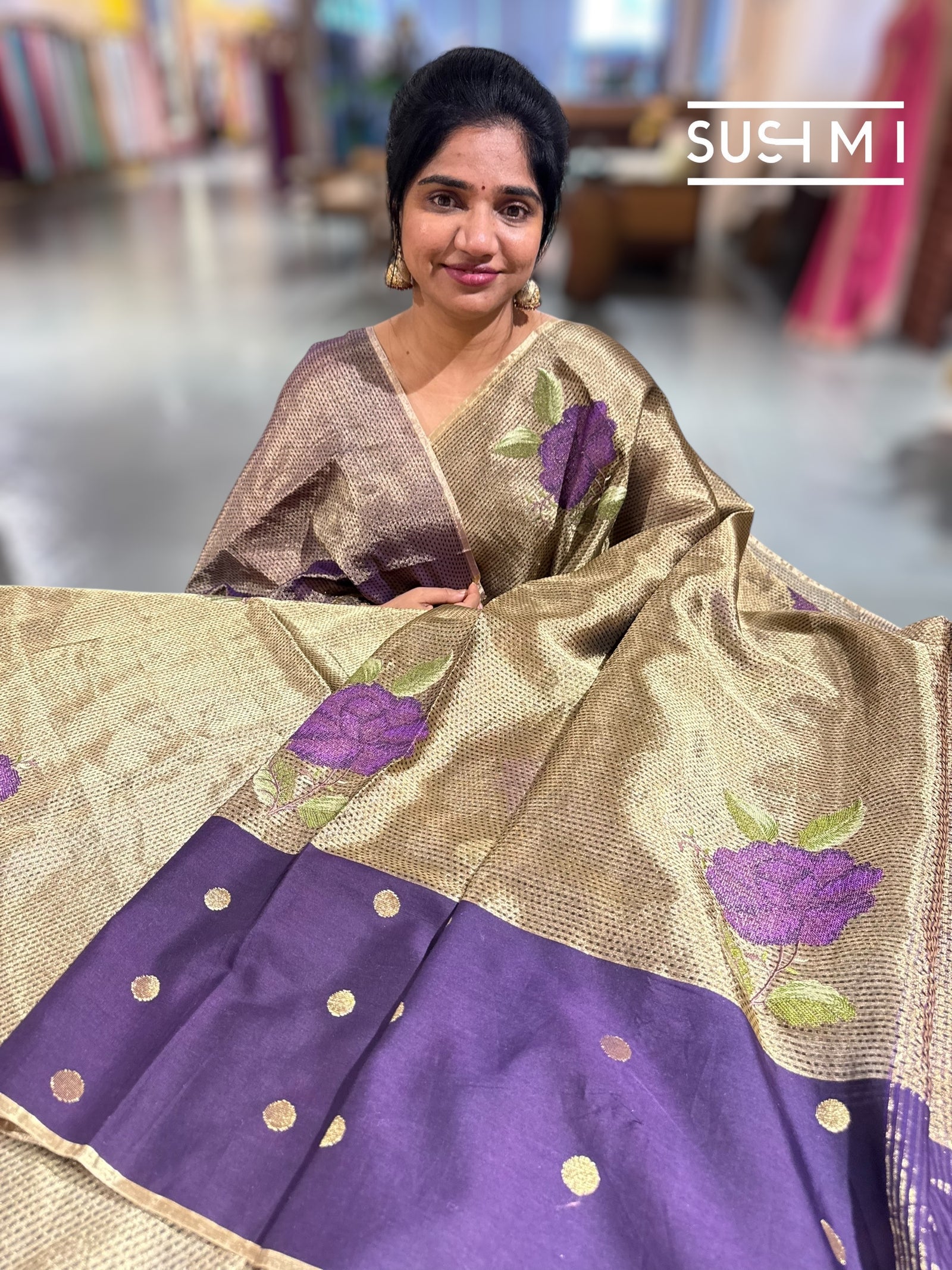 Kora tissue Saree with petite Point embroidery : S62102