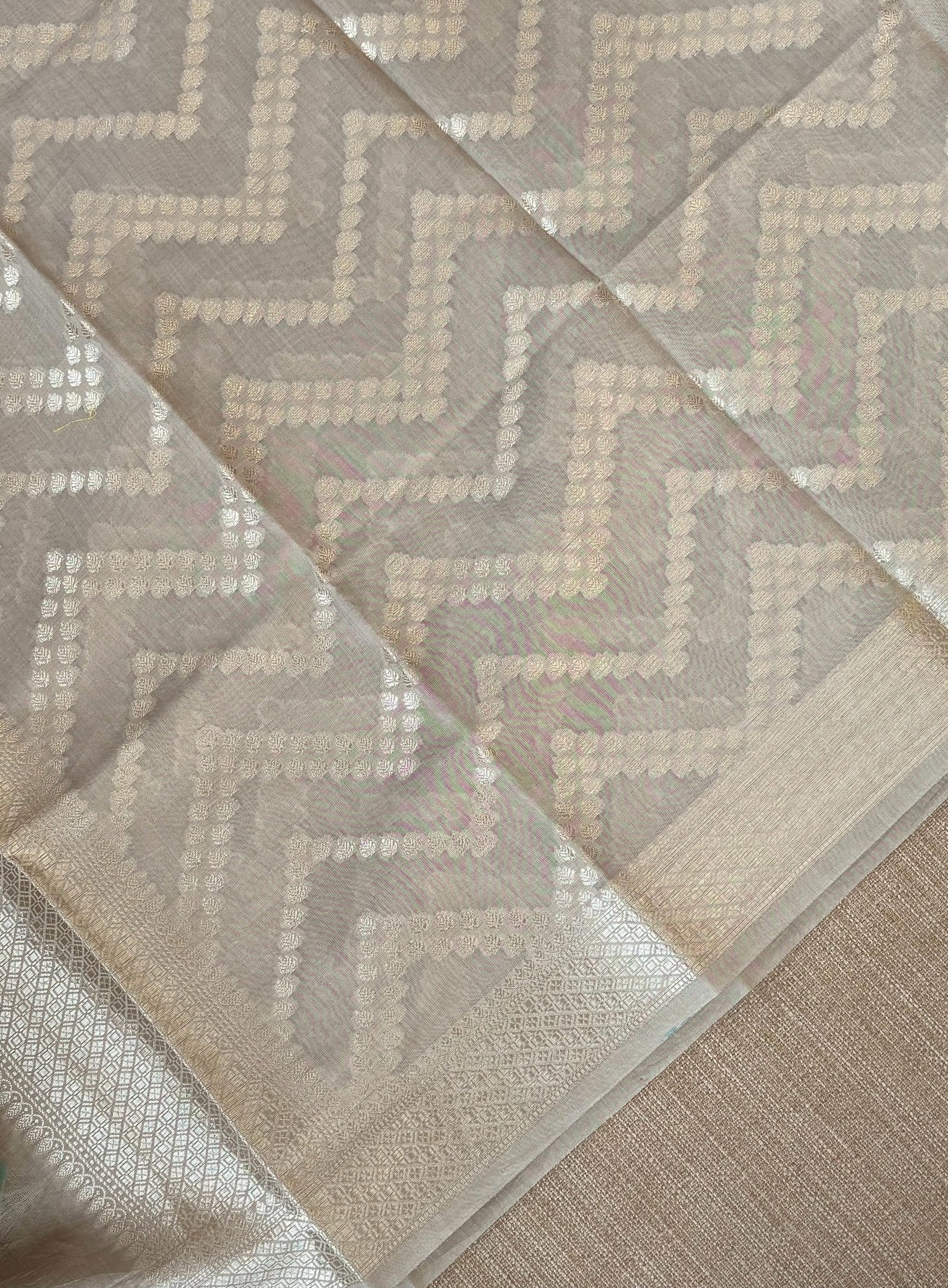 Earthy Tone Banarasi Mul Silk Brocade 3-pc Sharara Suit set : SS62J13