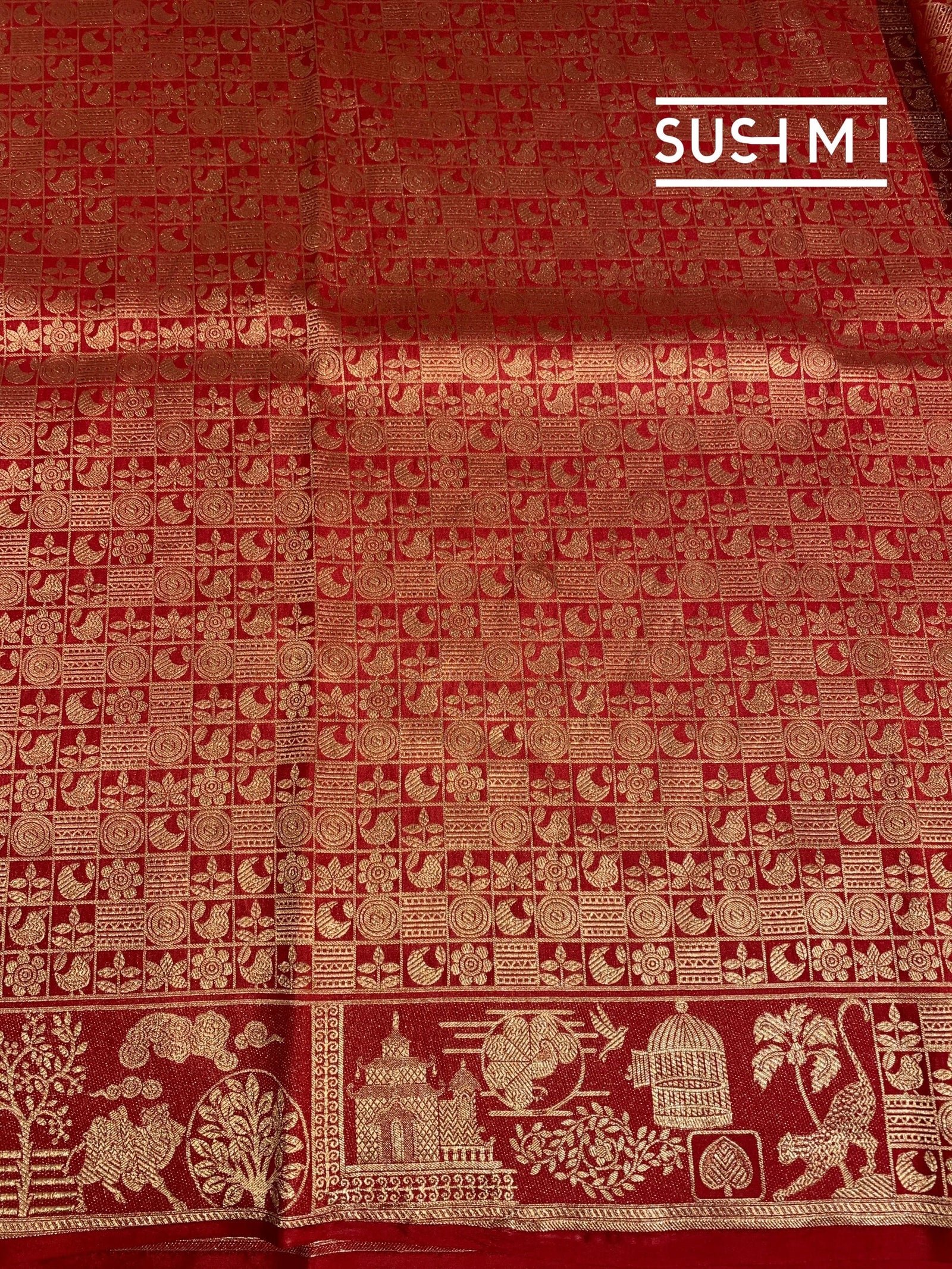 Red Banarasi Brocade Katan silk Saree : D62127