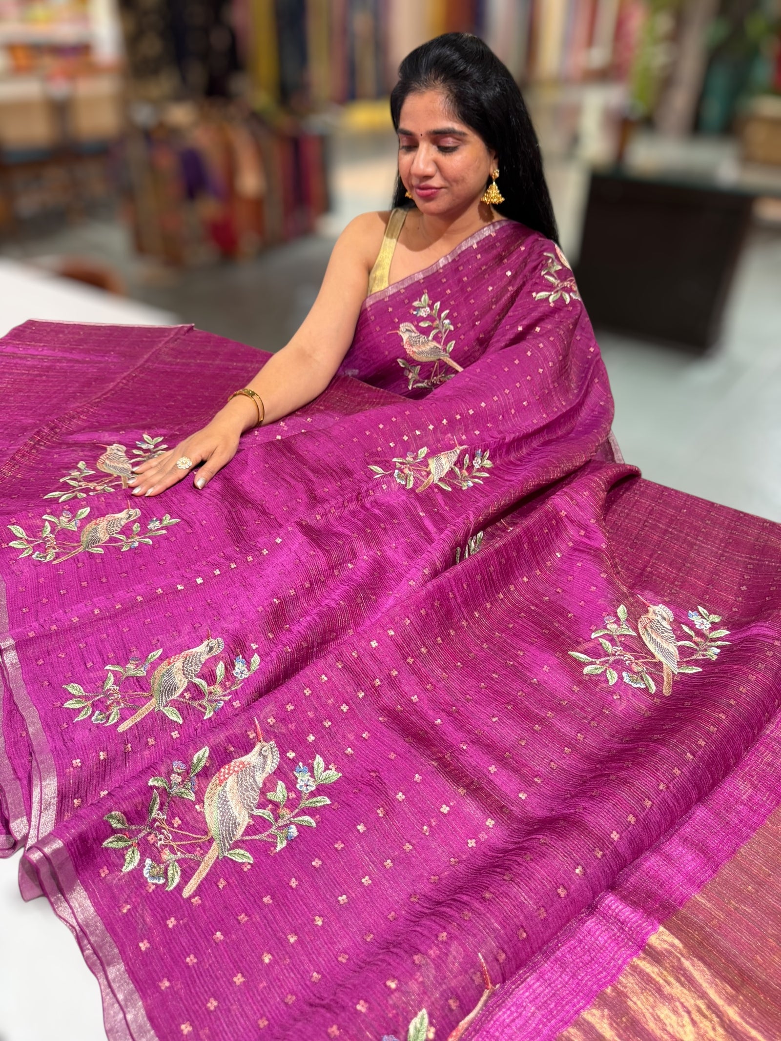 Wine Tussar Kota Saree byloom Saree