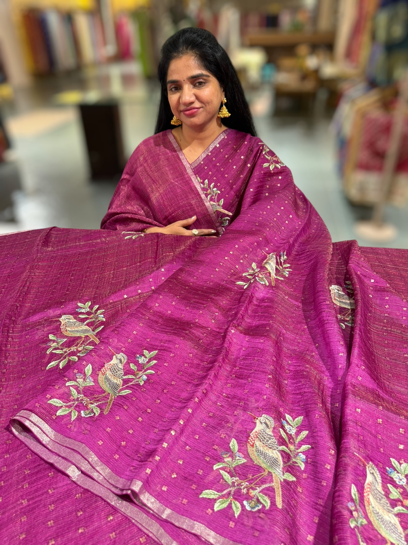 Wine Tussar Kota Saree byloom Saree
