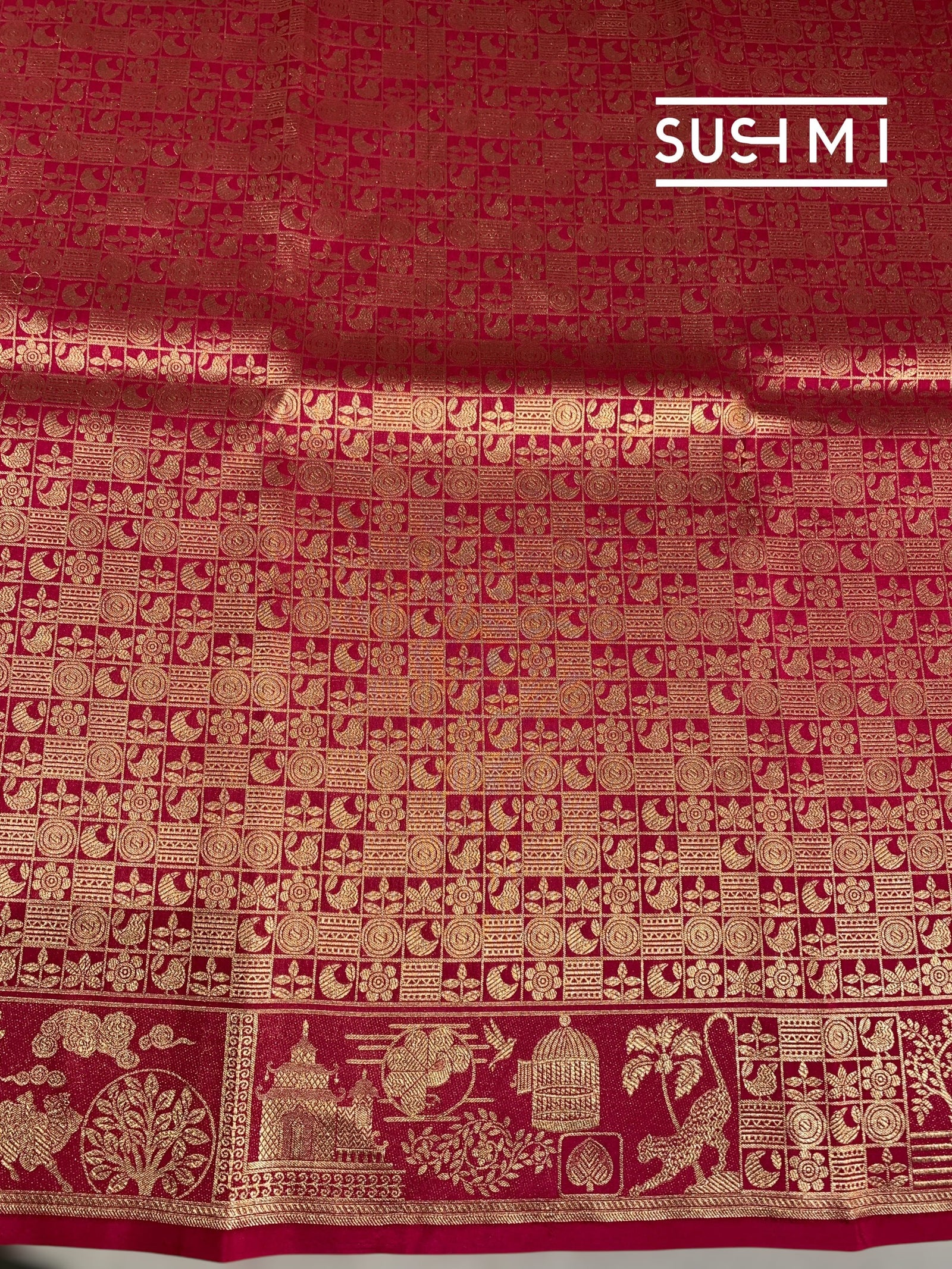 Ruby Pink Banarasi Brocade Katan silk Saree : D62125