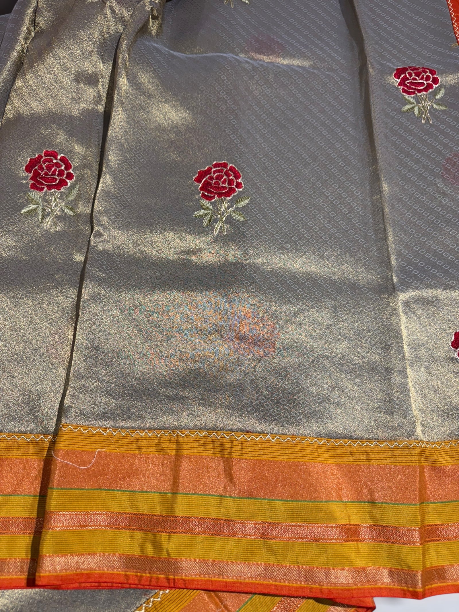 Banarasi brocade Tissue fusion Saree with embroidery