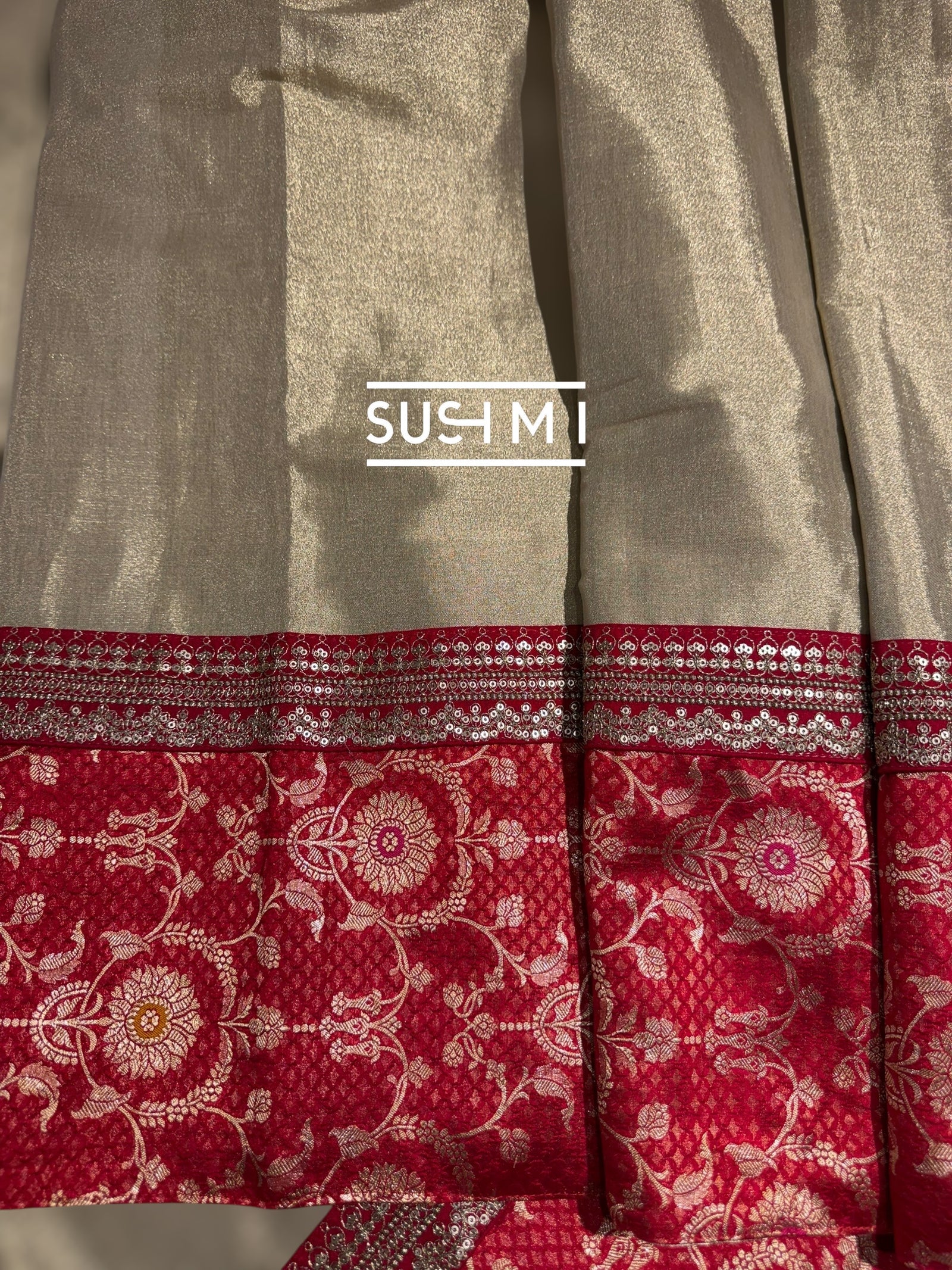 Muted Gold tissue saree with banarasi and sabhyasachi borders : S62122