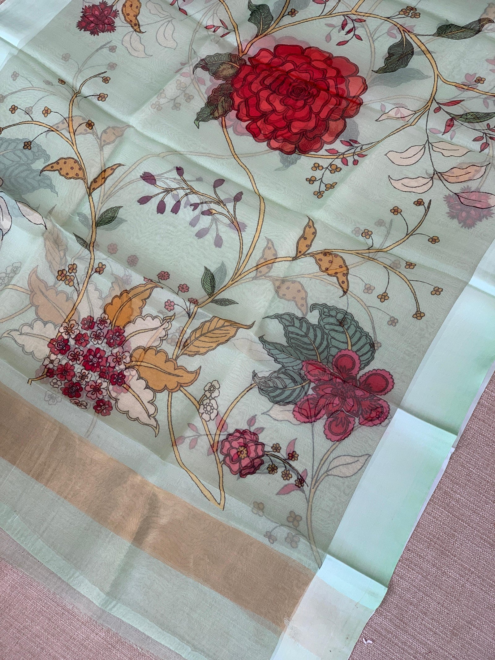 Mint Blue Banarasi Chiniya Silk 3-pc Suit set : SS62J09