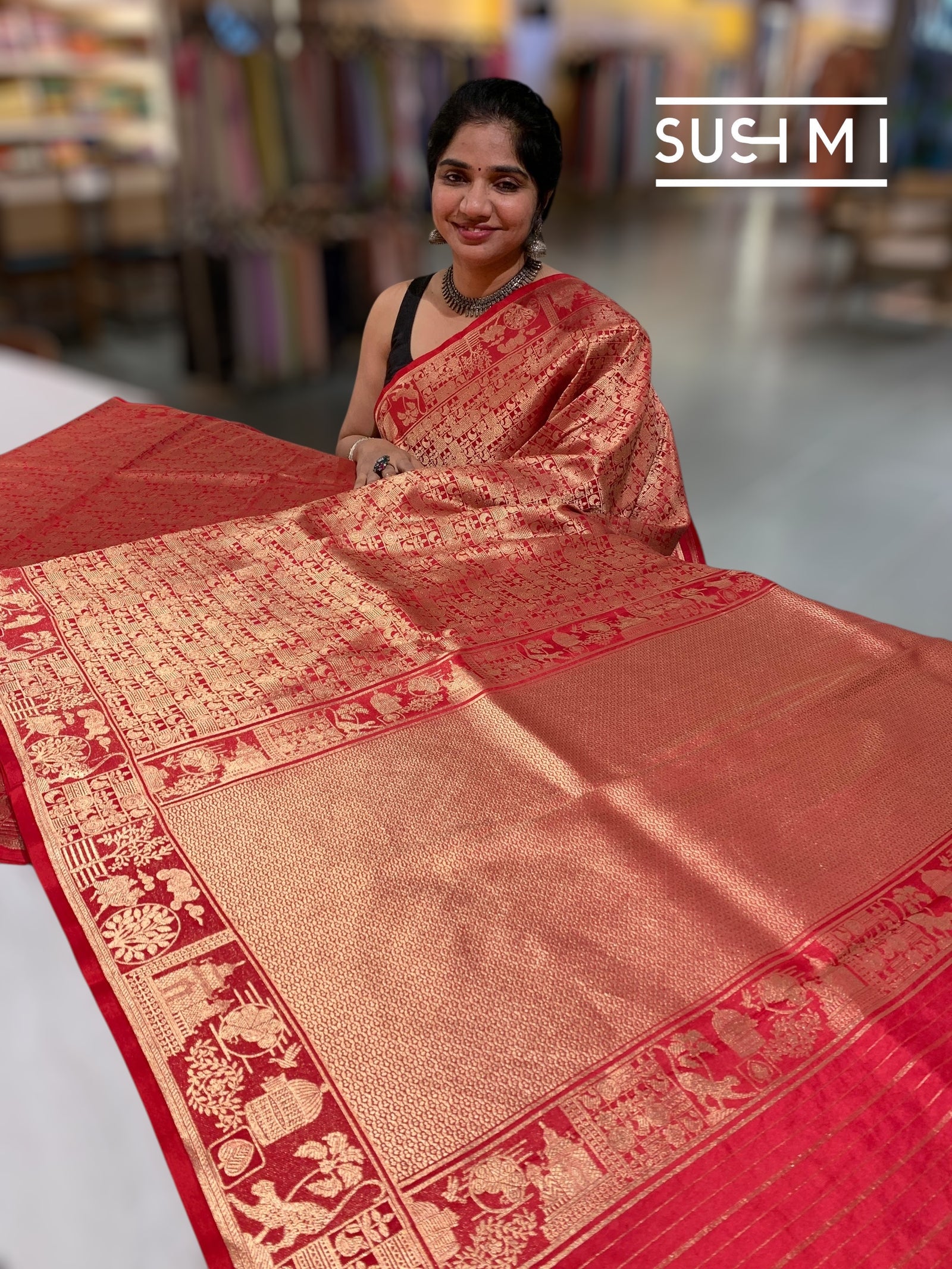 Red Banarasi Brocade Katan silk Saree : D62127