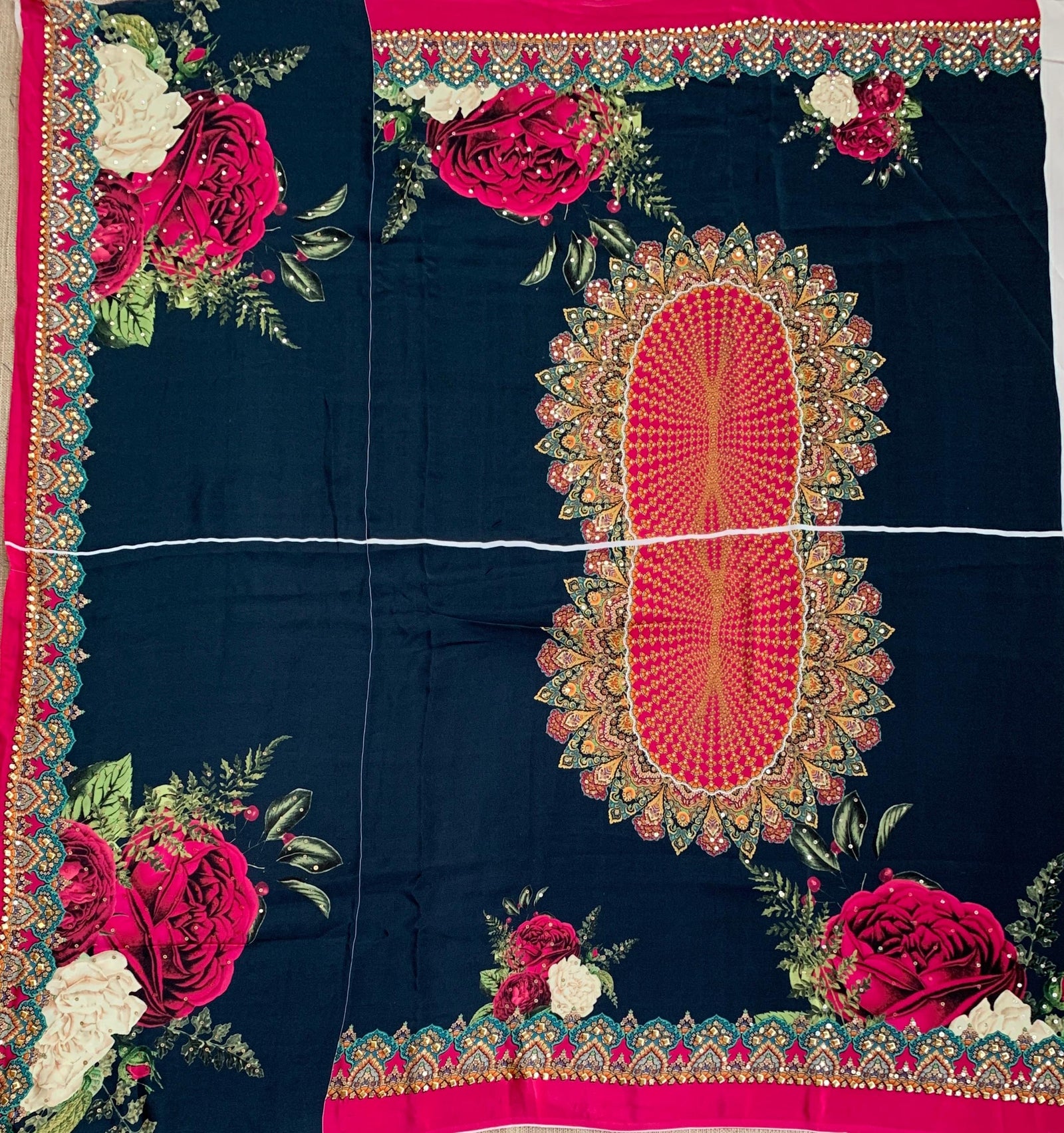 Black Designer Crepe Silk Saree : D62F031