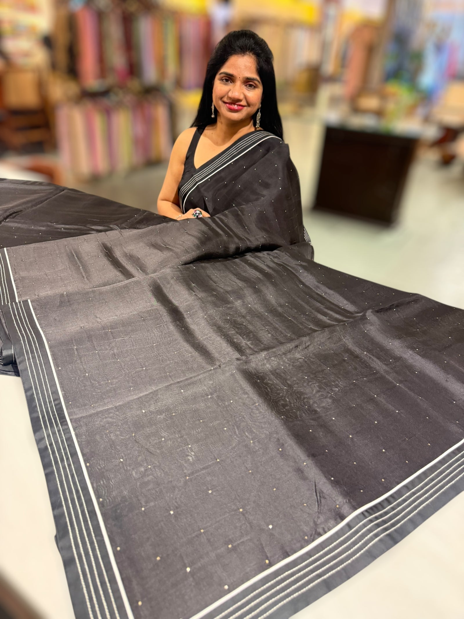 Black Organza Saree with embroidered blouse