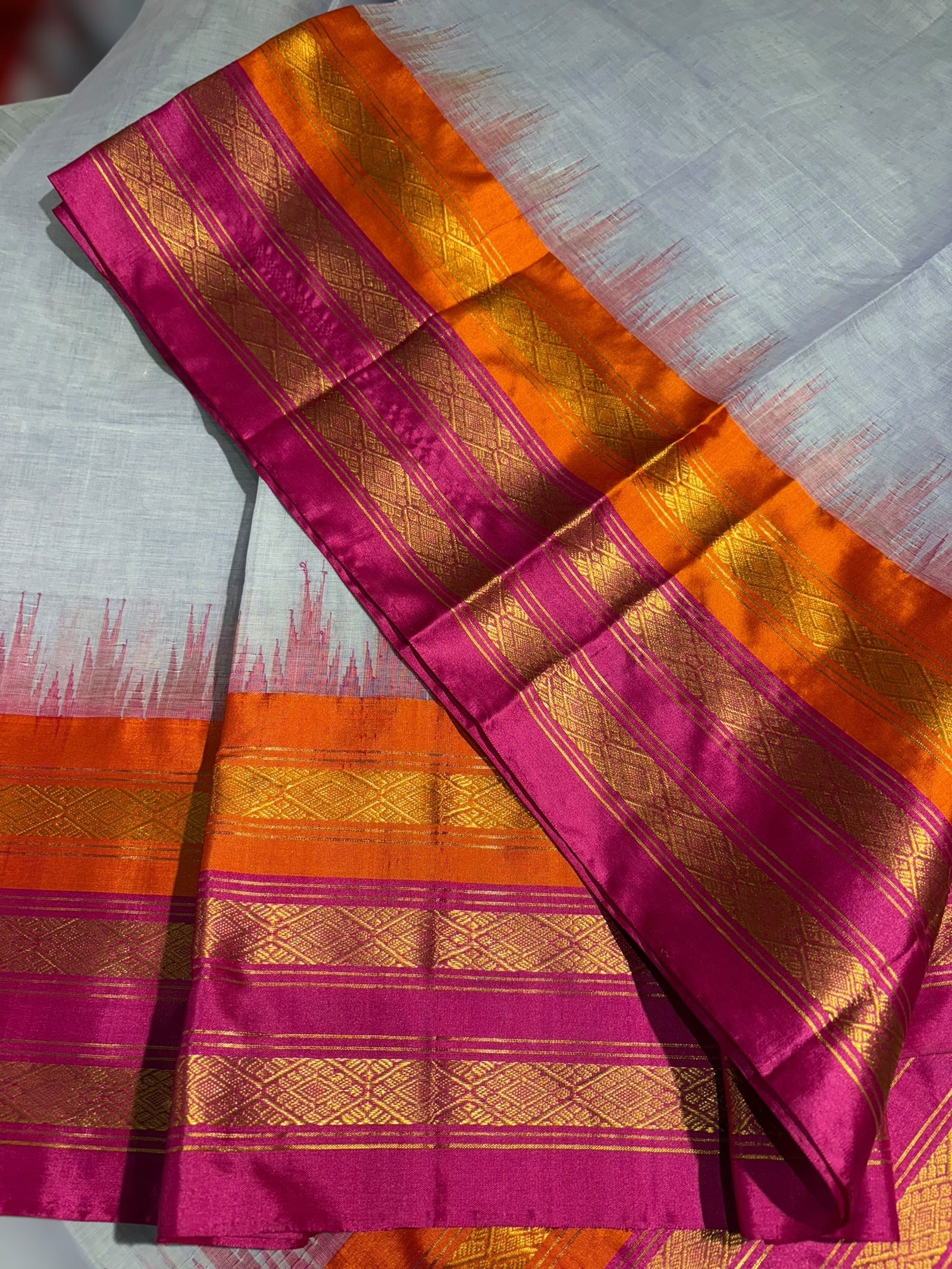 Lilac ponduru khadi jamdani Saree
