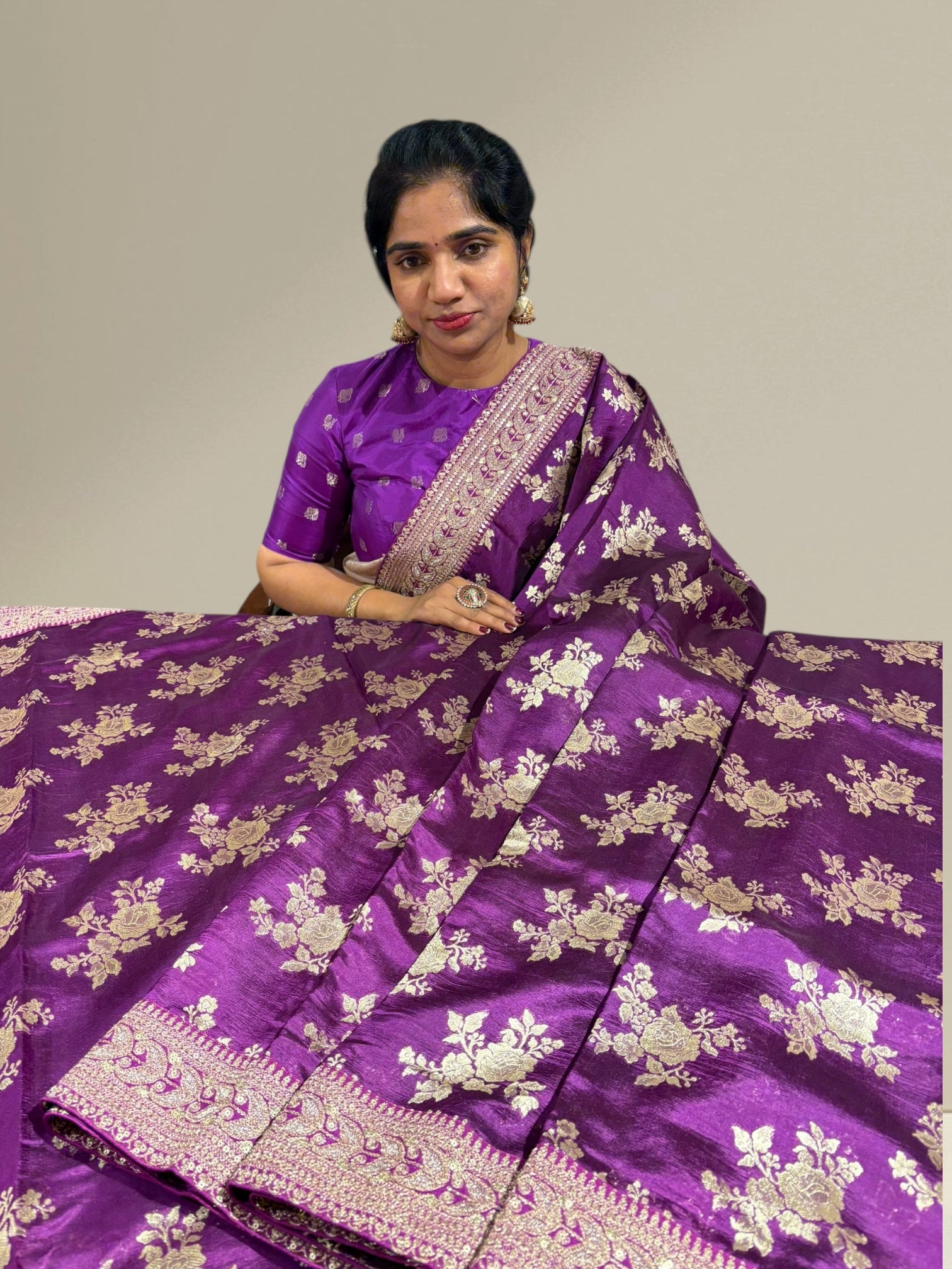 Purple Designer Banarasi Silk Saree