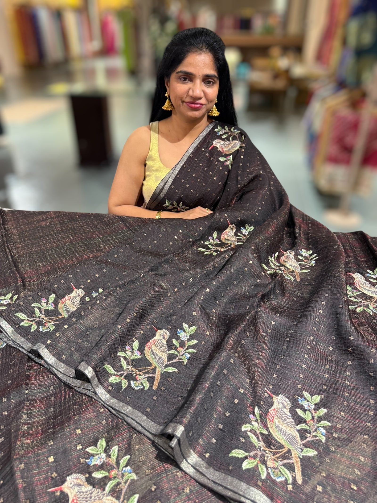 Black Tussar Kota Saree byloom Saree