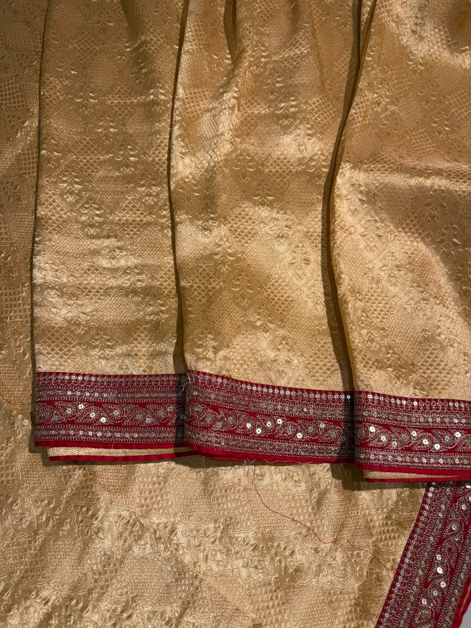 Peach & Reddish Pink Combo Banarasi Tissue Brocade saree