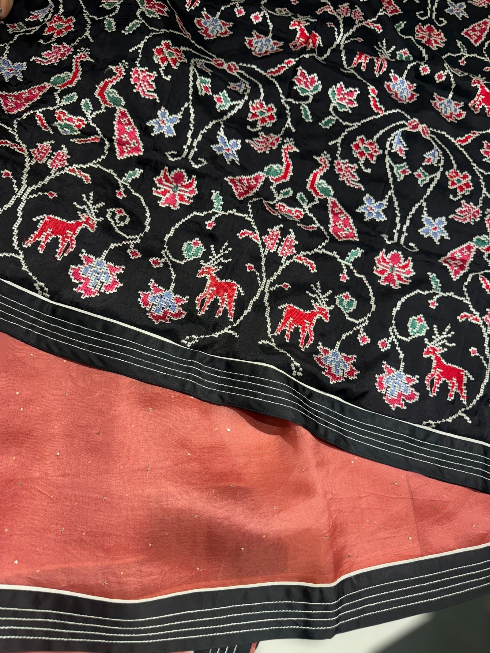 Rust Organza Saree with embroidered blouse