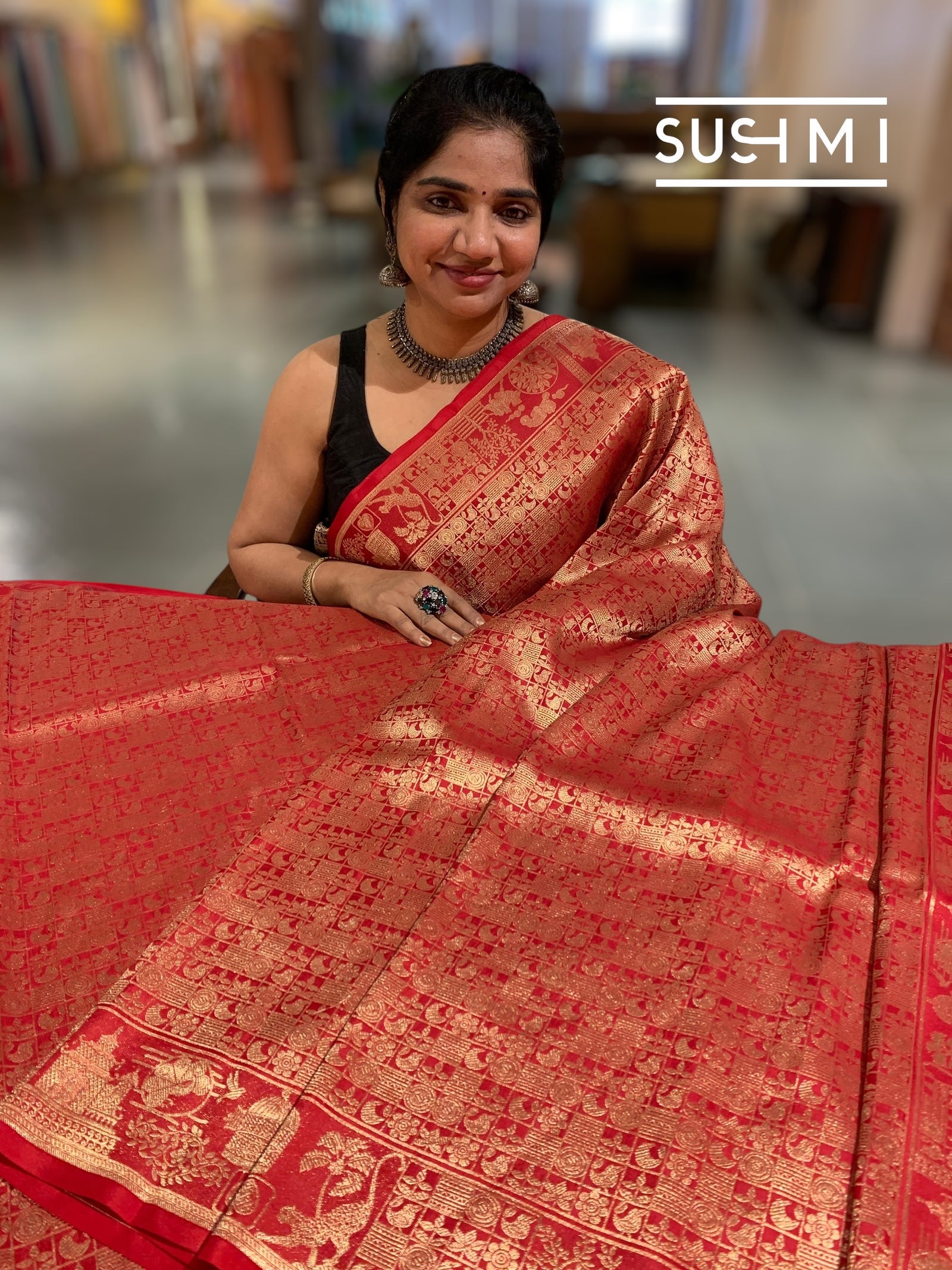 Red Banarasi Brocade Katan silk Saree : D62127