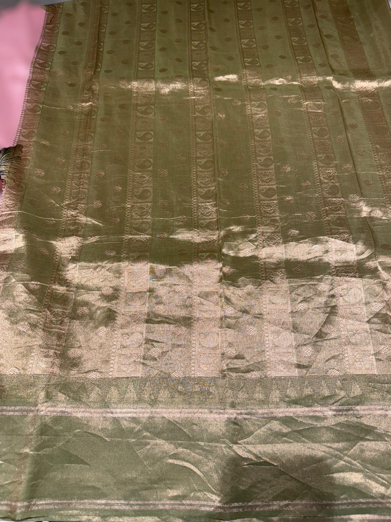 Baby Pink Kanjeevaram Designer print saree