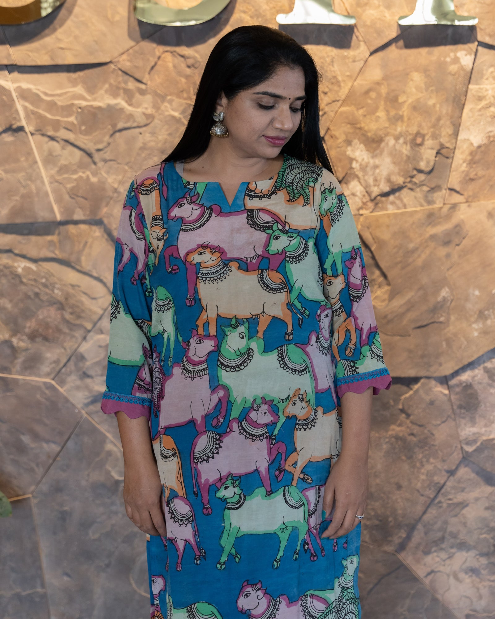 Nandi Pen kalamkari silk Coord set