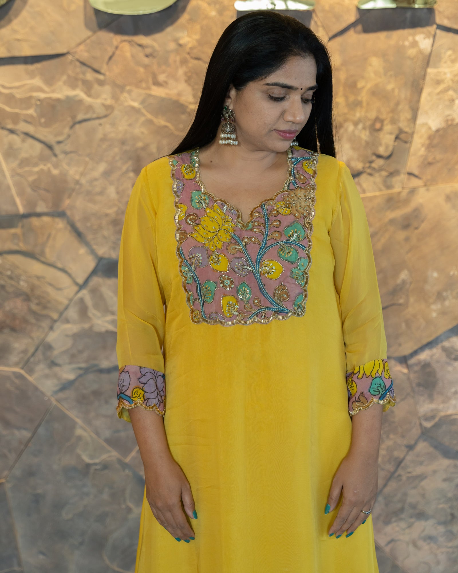 Organza and Pen Kalamkari Fusion Coordset