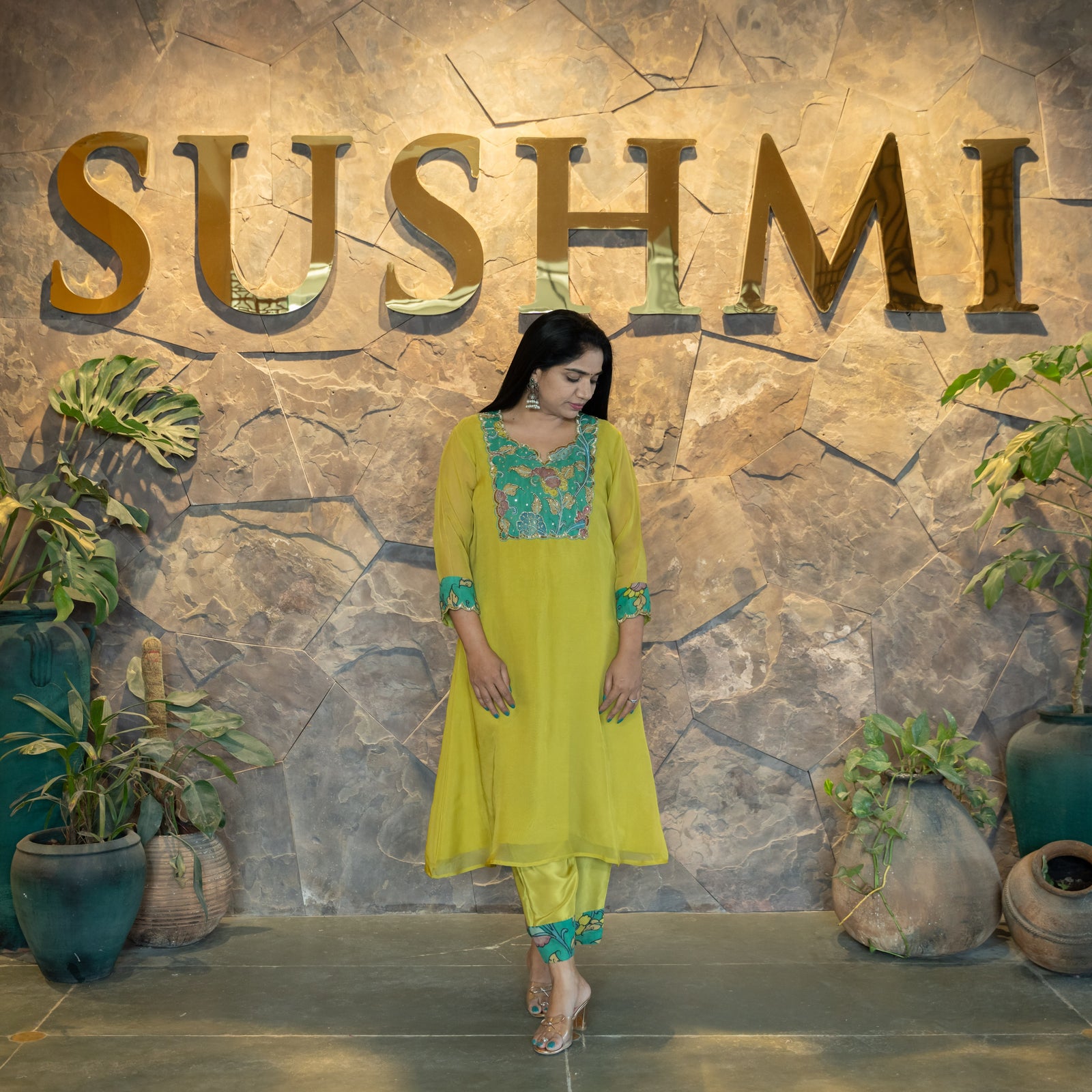 Organza and Pen Kalamkari Fusion Coordset